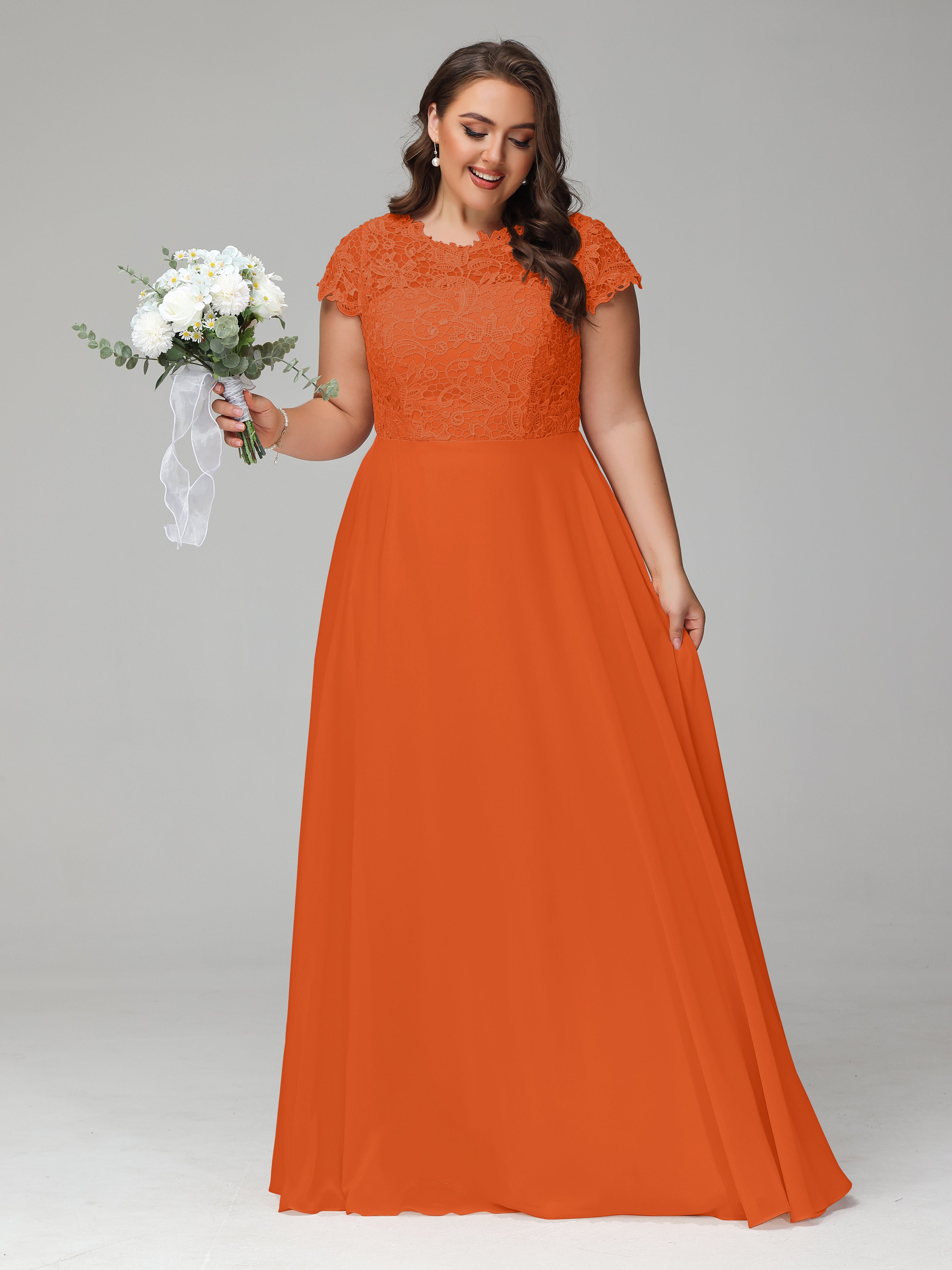 Crew Neck Delicate Chiffon Plus Size Mother of the Groom Dresses