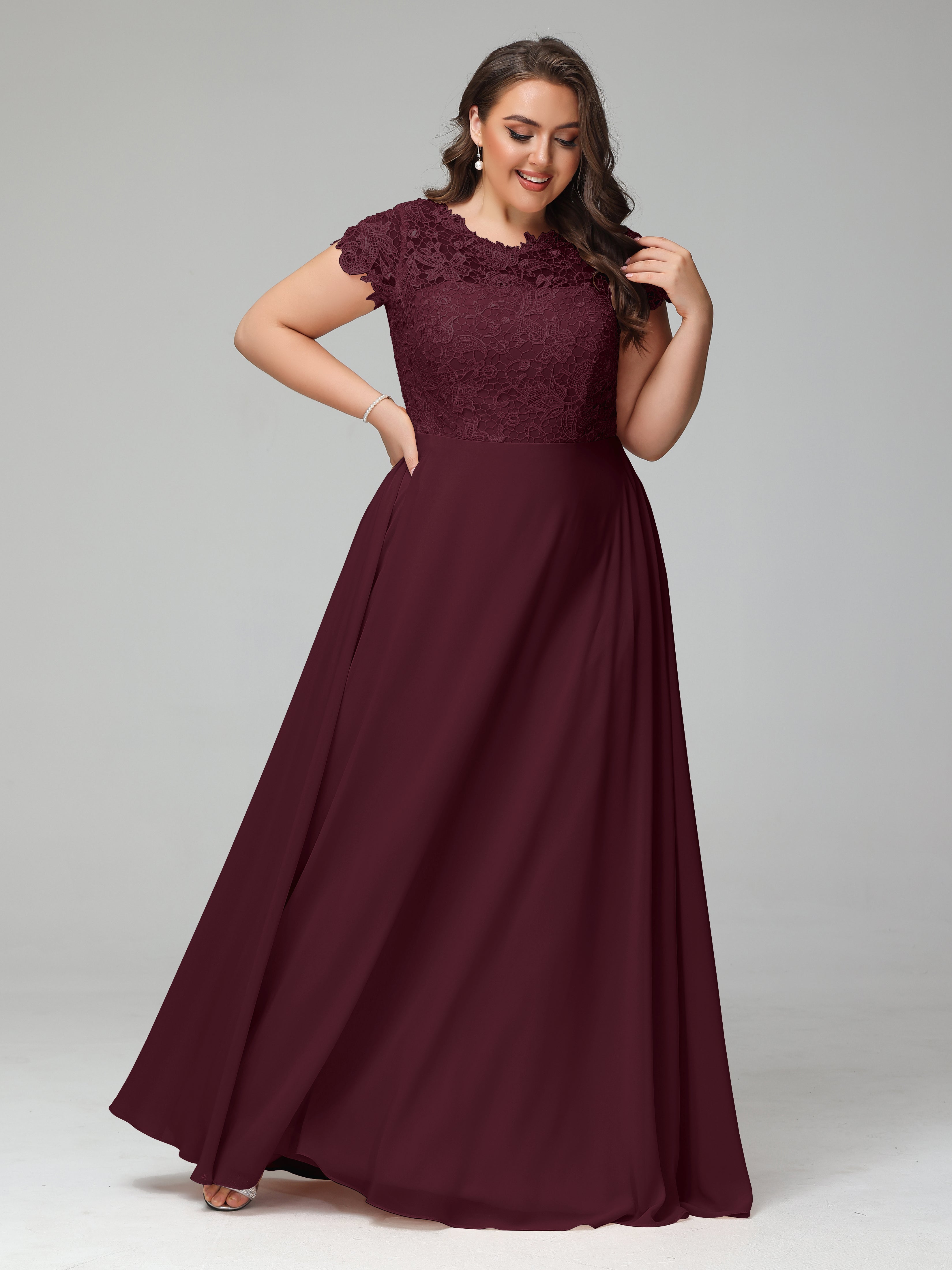 Crew Neck Delicate Chiffon Plus Size Mother of The Groom Dresses, Celadon Crew Neck Delicate Chiffon Plus Size Mother of The Groom Dresses, Celadon