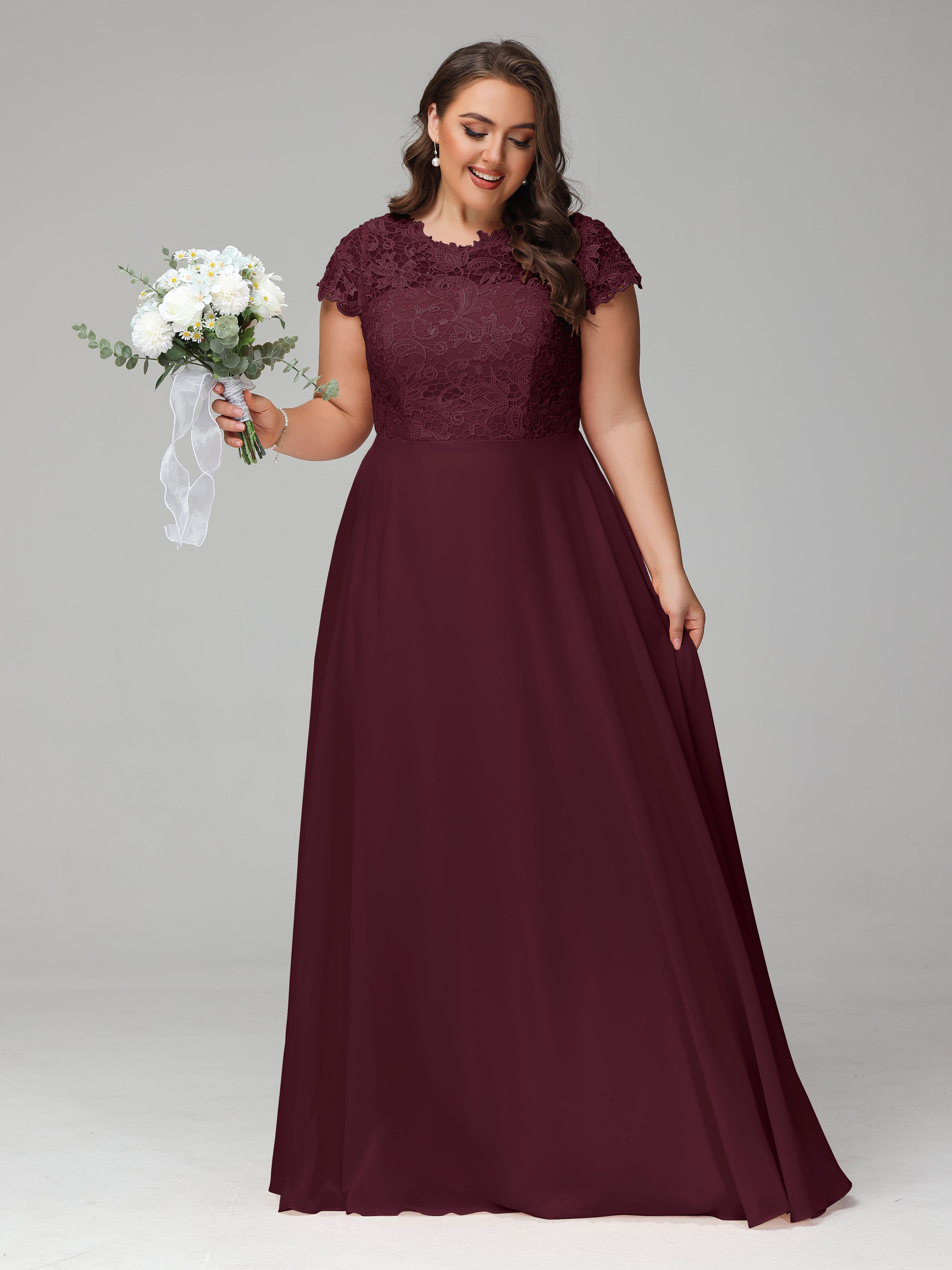 Crew Neck Delicate Chiffon Plus Size Mother of the Groom Dresses
