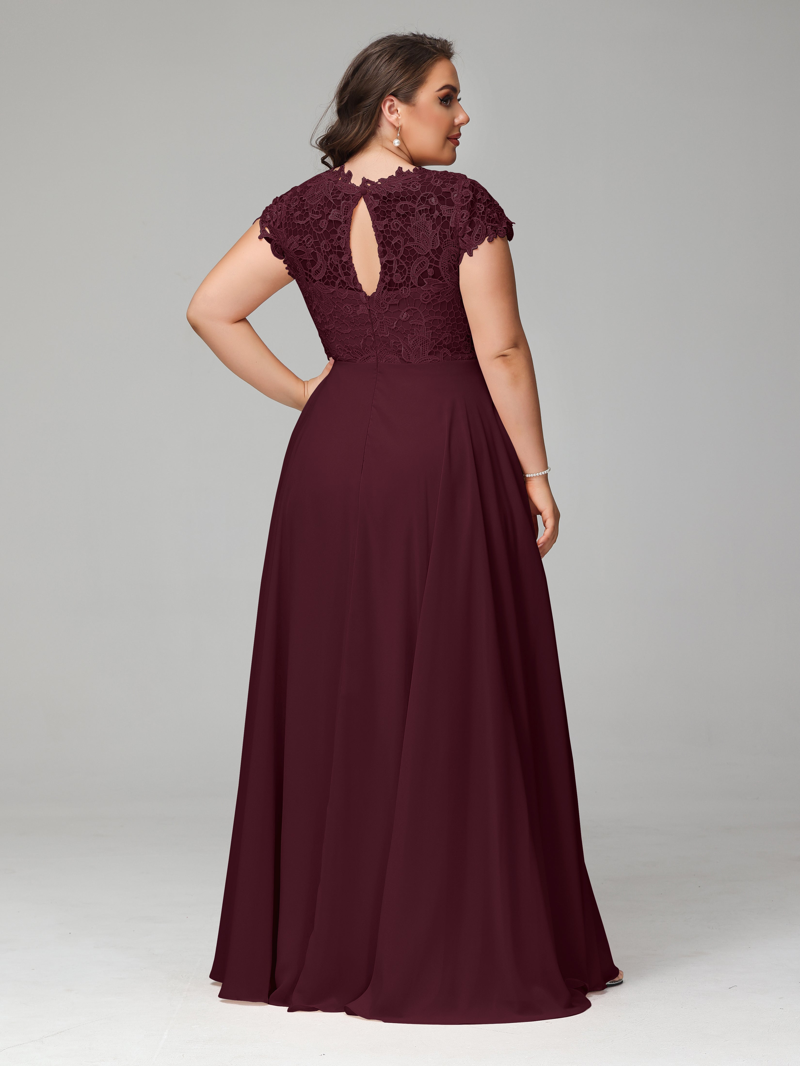 Crew Neck Delicate Chiffon Plus Size Mother of the Groom Dresses