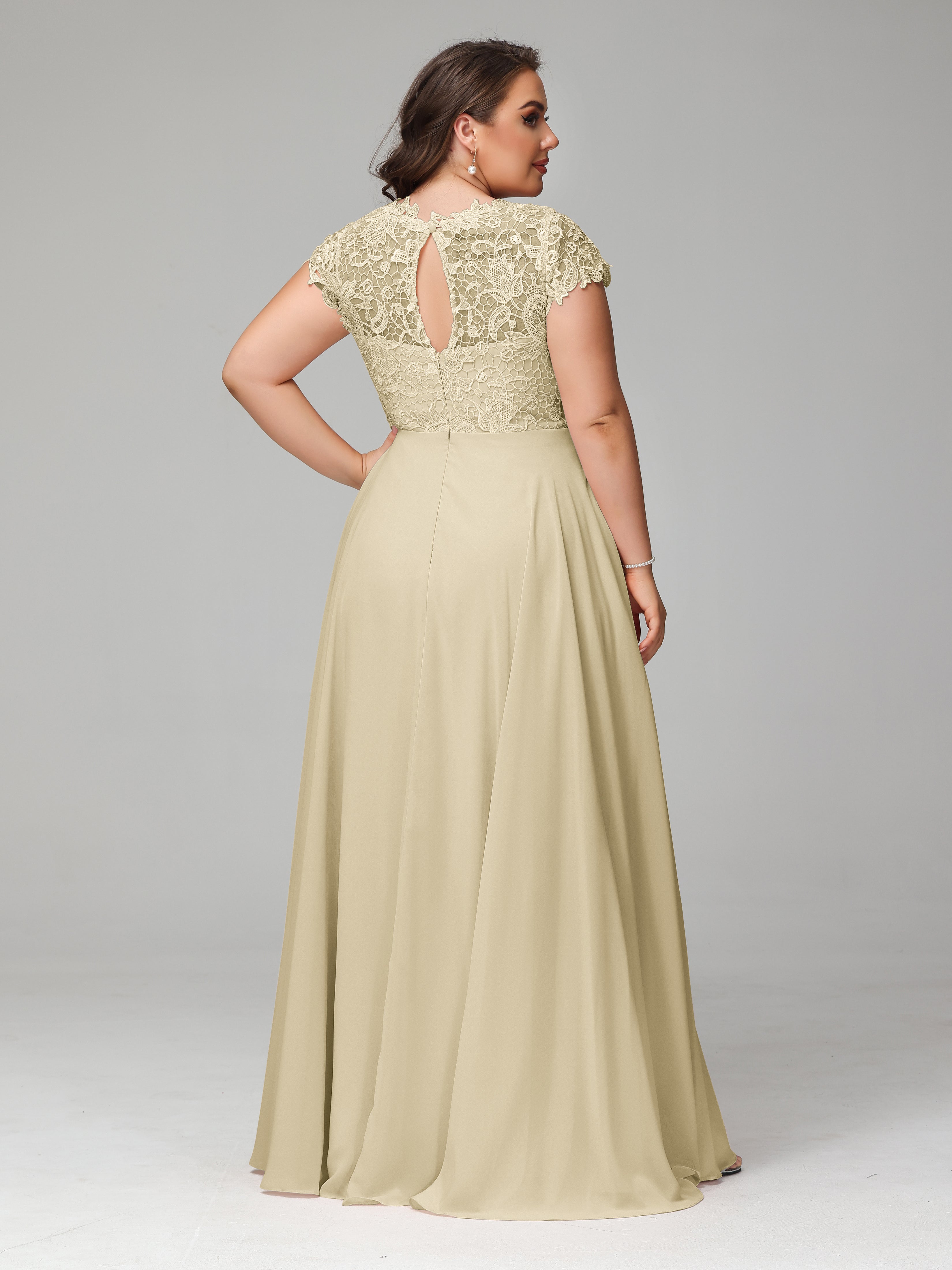 Crew Neck Delicate Chiffon Plus Size Mother of the Groom Dresses