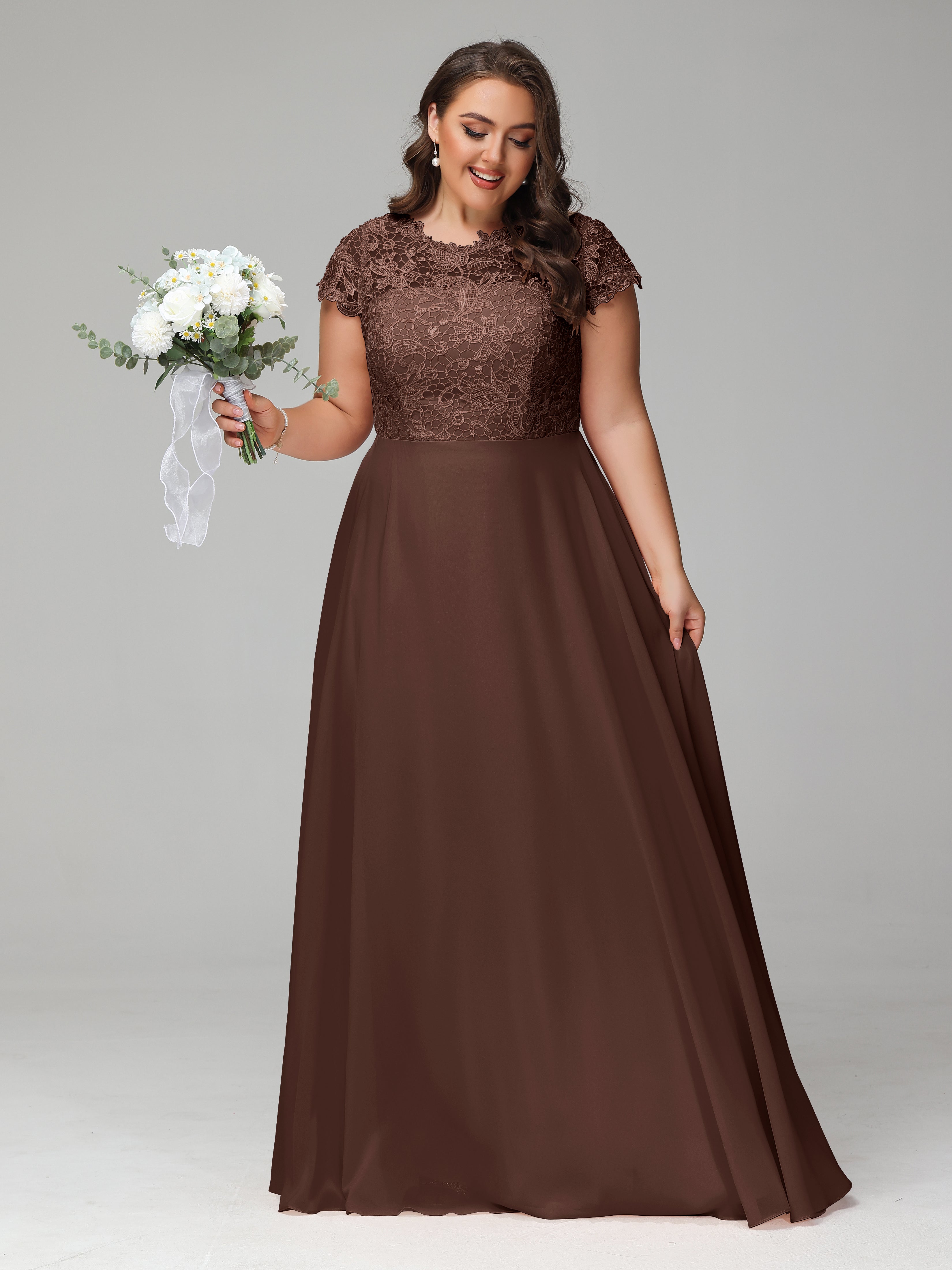 Crew Neck Delicate Chiffon Plus Size Mother of the Groom Dresses