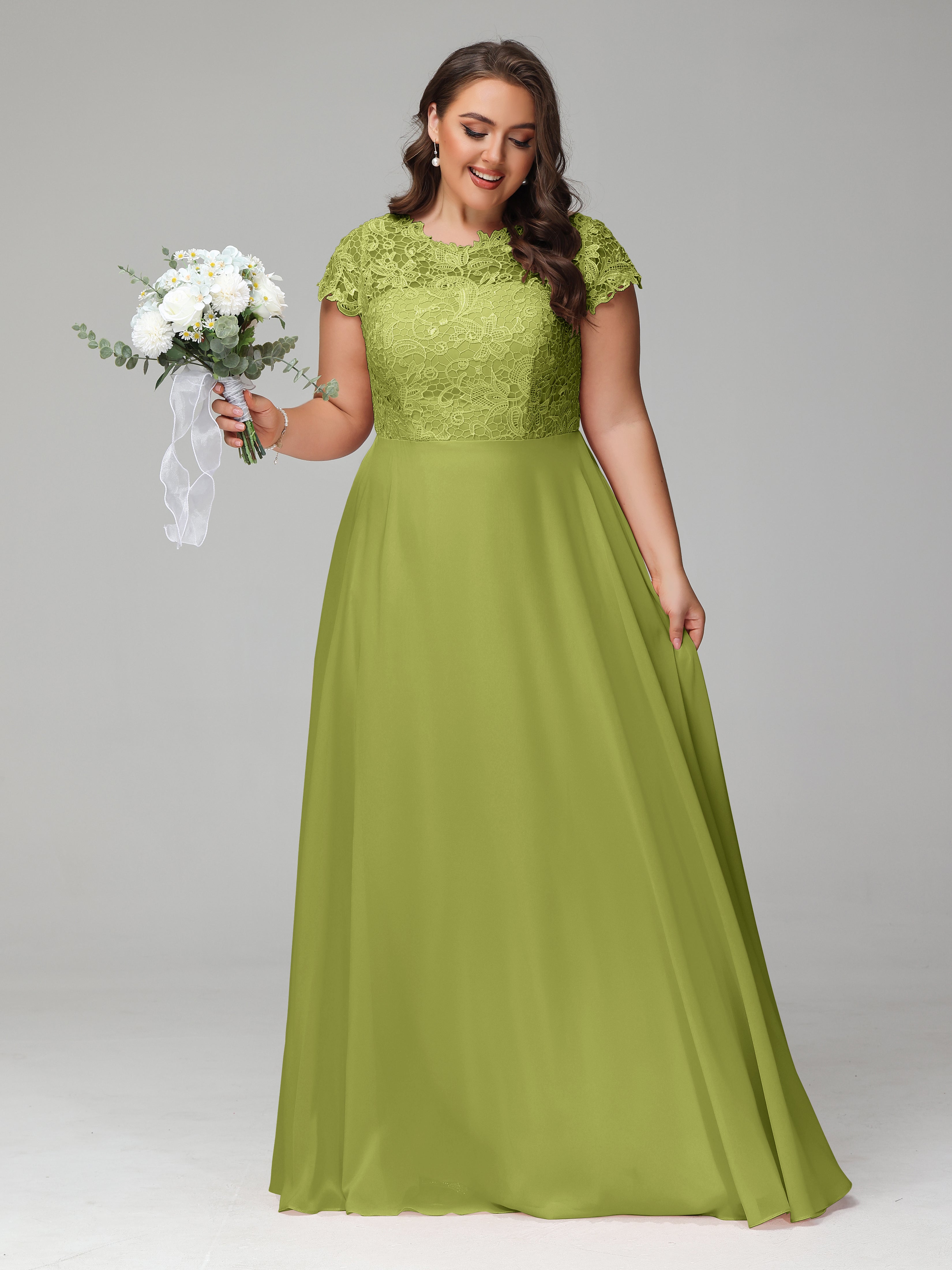 Crew Neck Delicate Chiffon Plus Size Mother of the Groom Dresses
