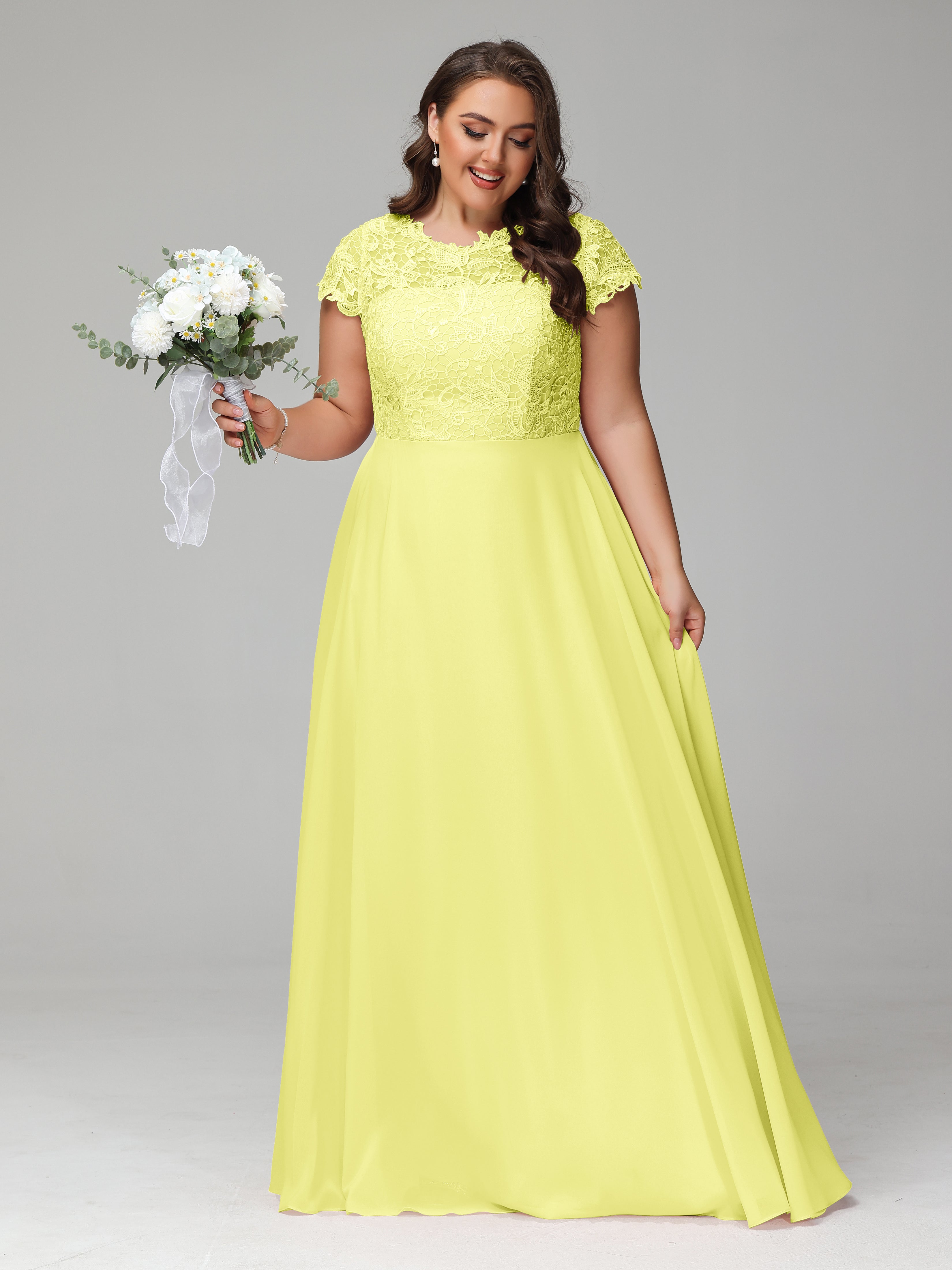 Crew Neck Delicate Chiffon Plus Size Mother of the Groom Dresses