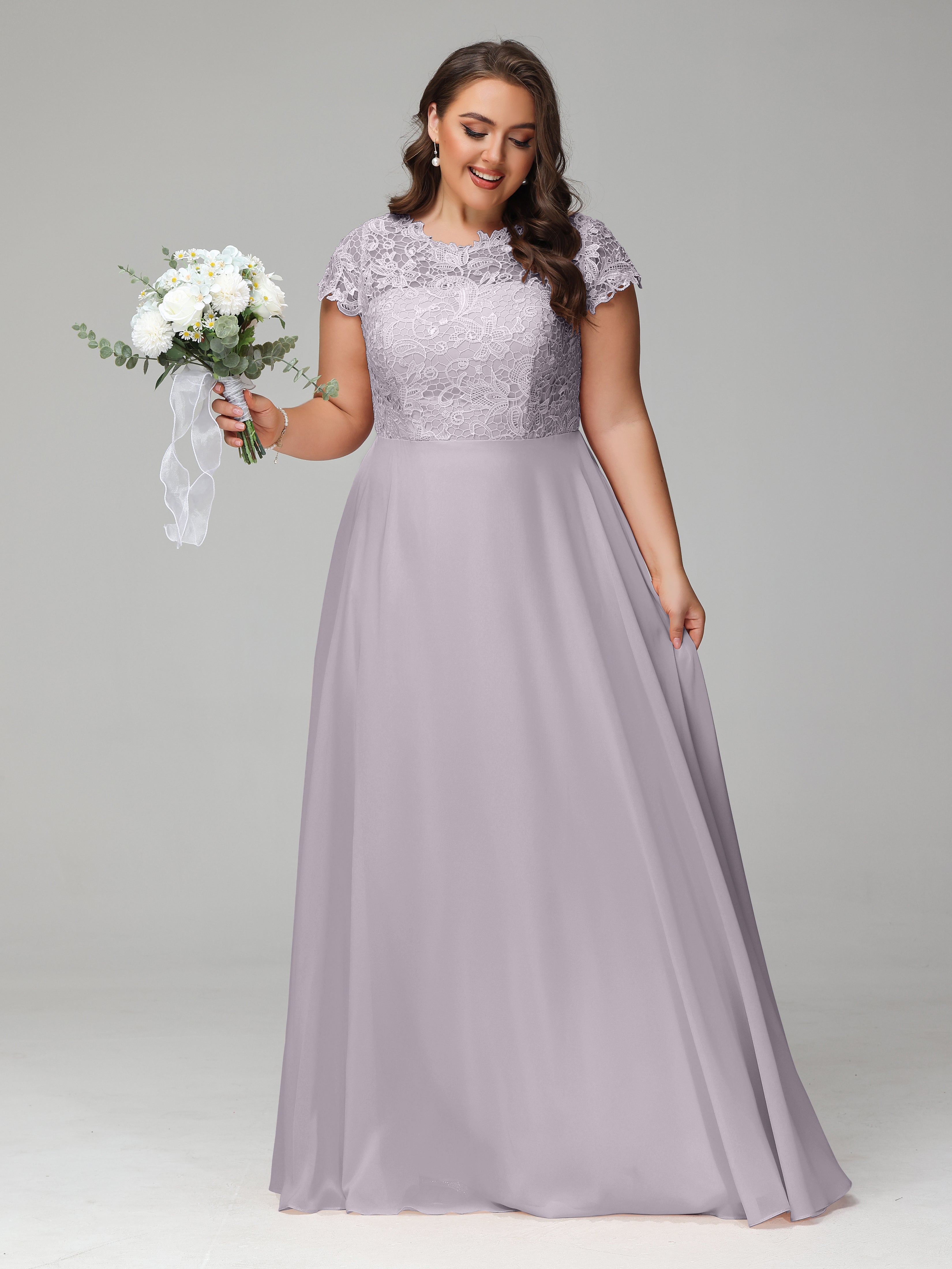 Crew Neck Delicate Chiffon Plus Size Mother of the Groom Dresses
