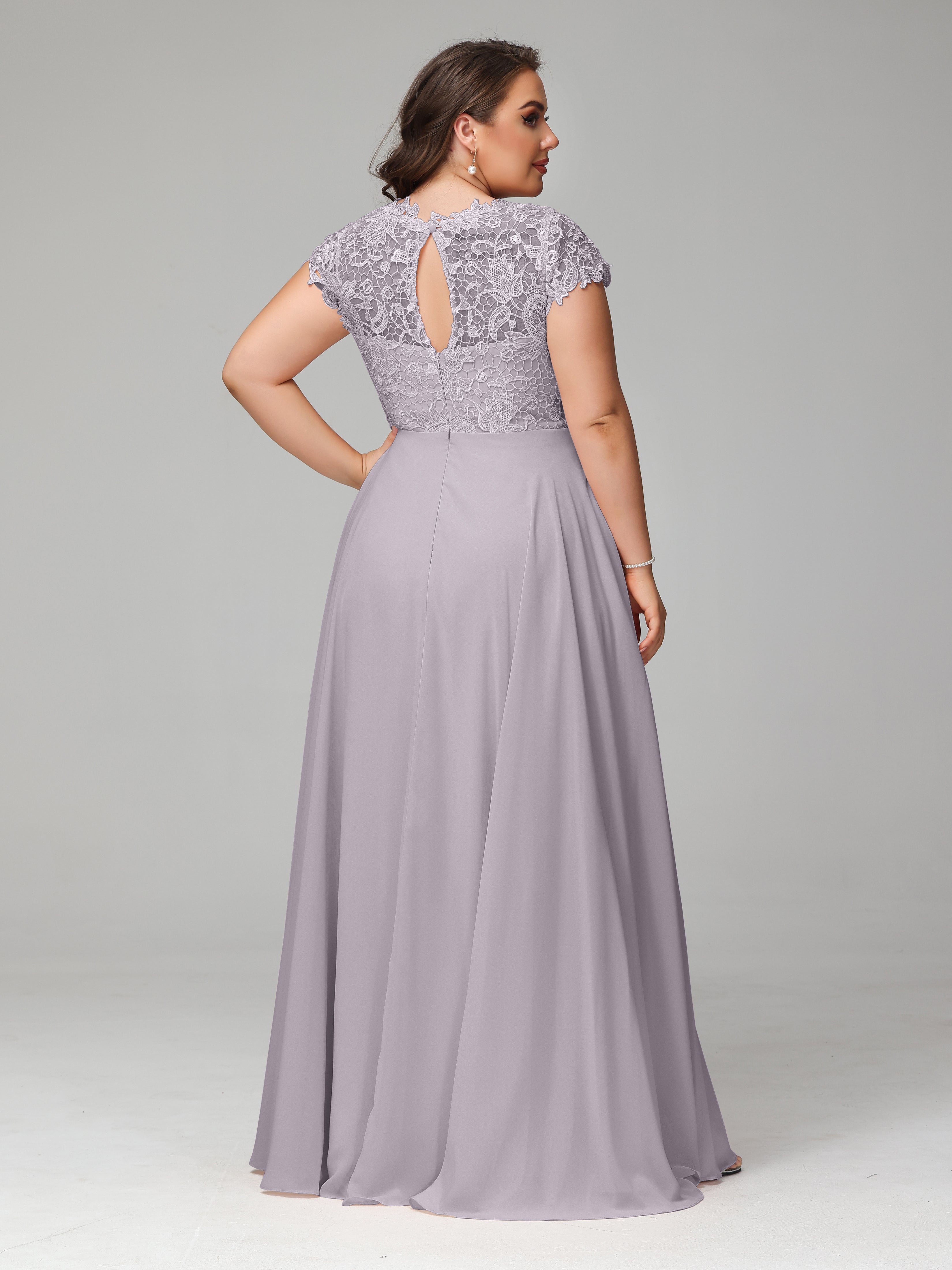 Crew Neck Delicate Chiffon Plus Size Mother of the Groom Dresses