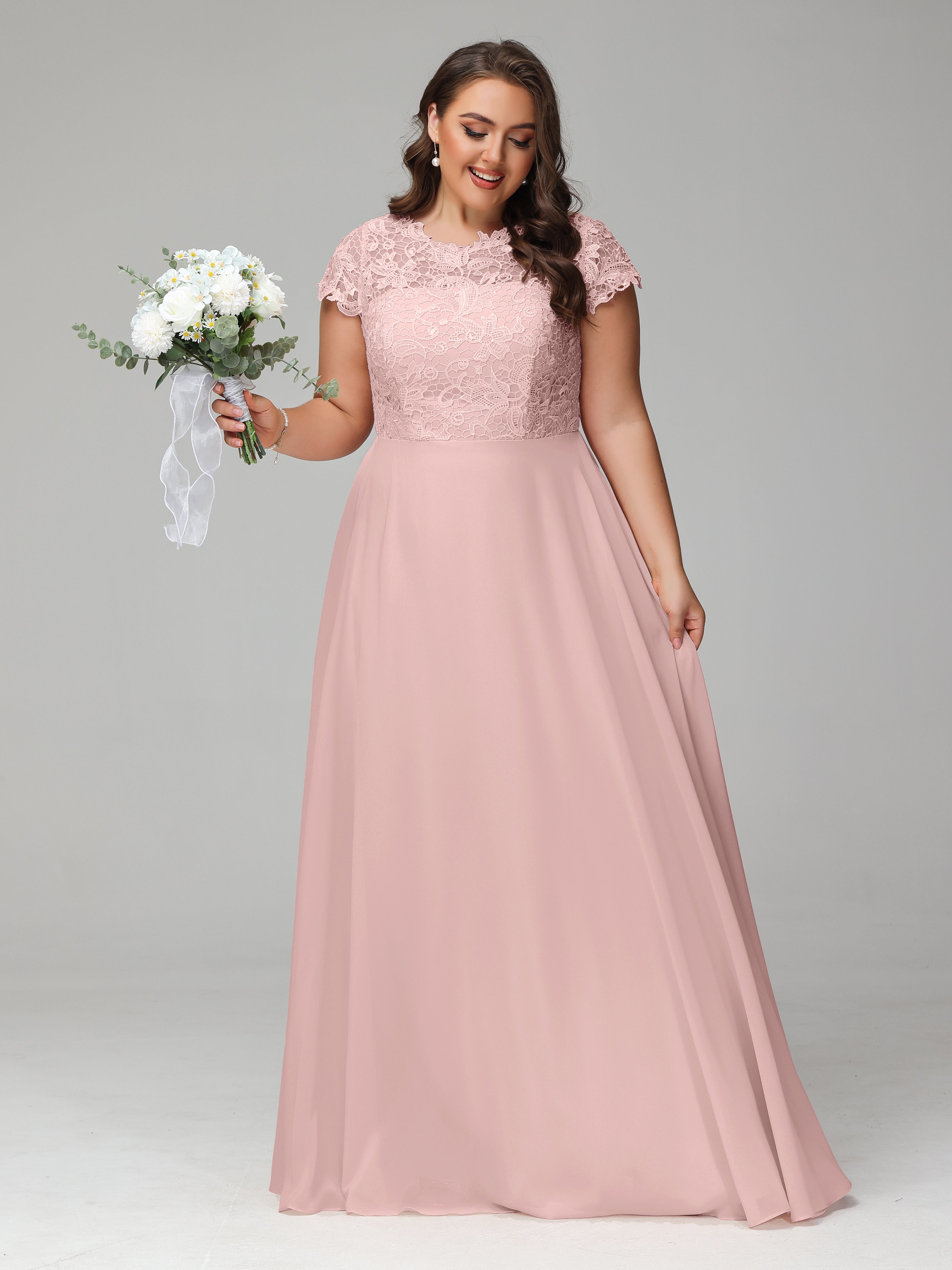 Crew Neck Delicate Chiffon Plus Size Mother of the Groom Dresses