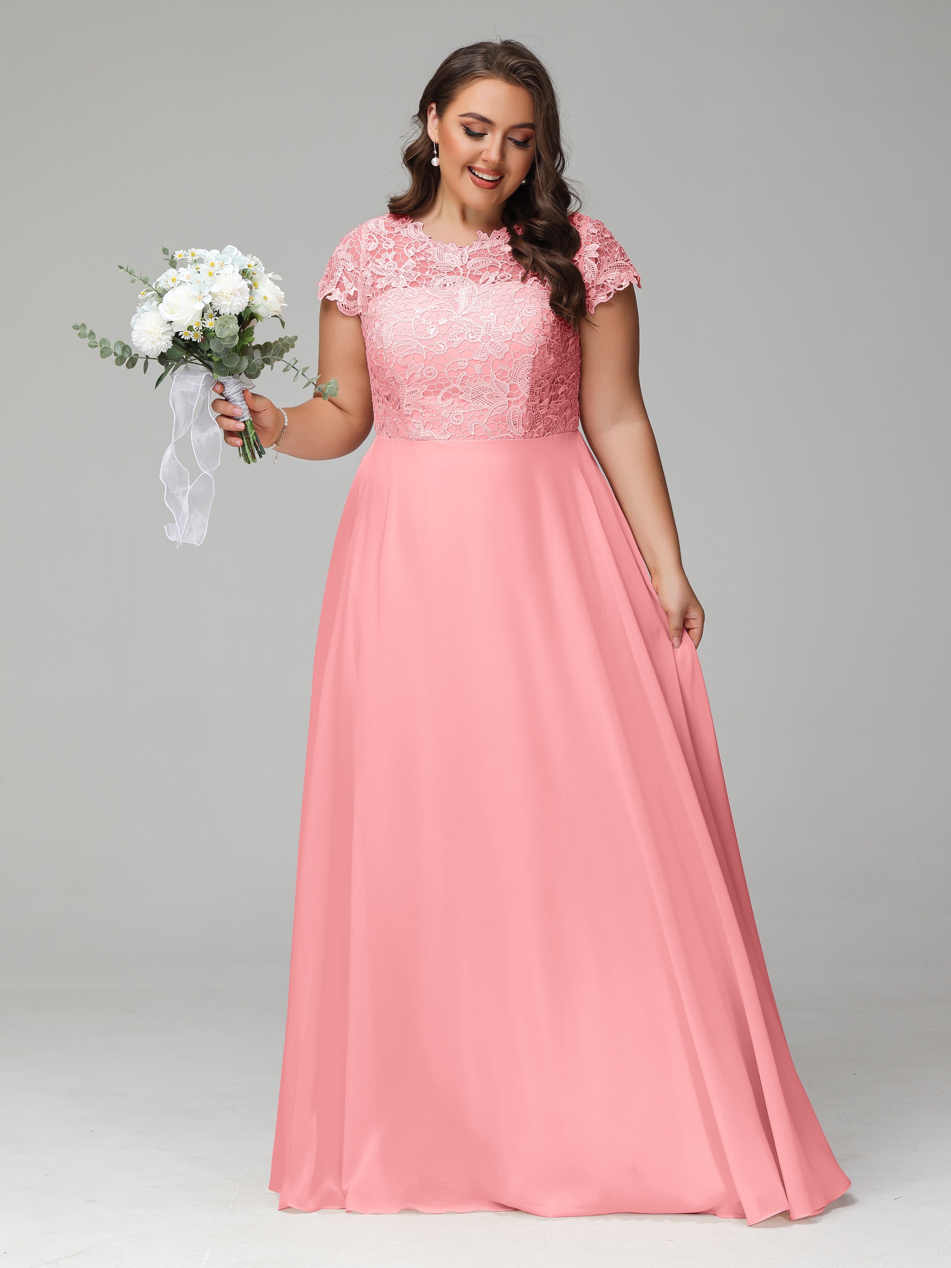 Crew Neck Delicate Chiffon Plus Size Mother of the Groom Dresses