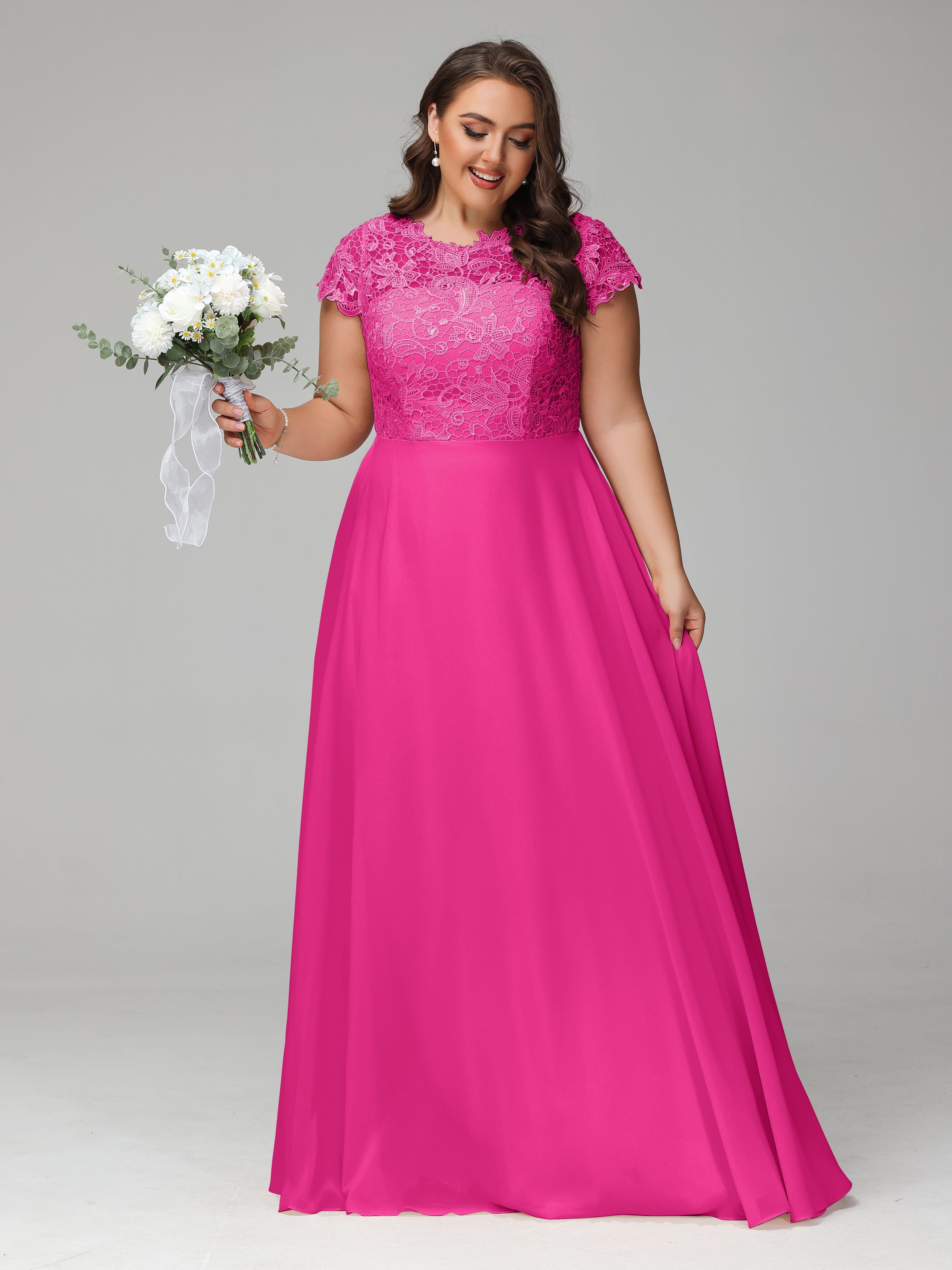 Crew Neck Delicate Chiffon Plus Size Mother of the Groom Dresses
