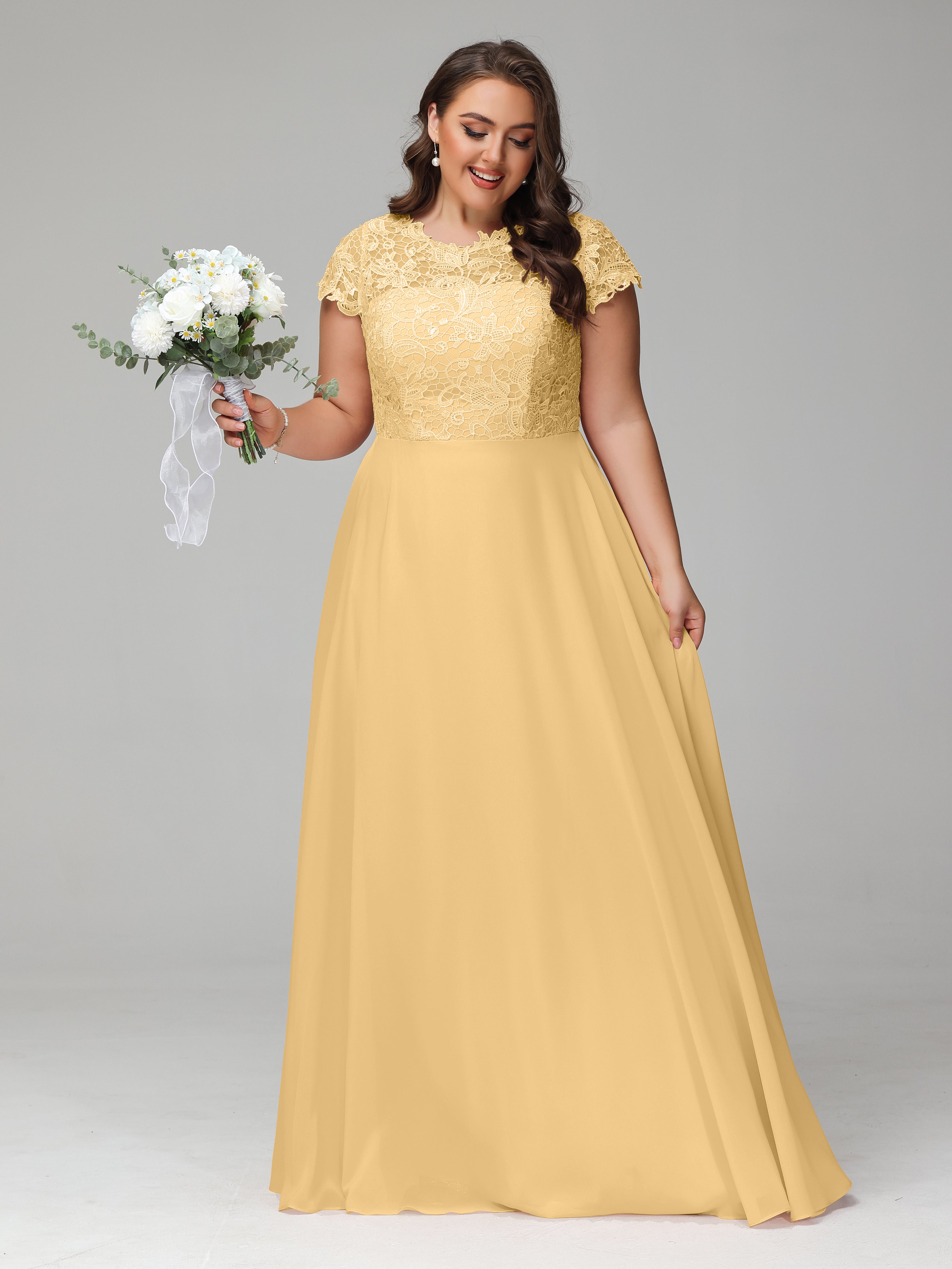Crew Neck Delicate Chiffon Plus Size Mother of the Groom Dresses