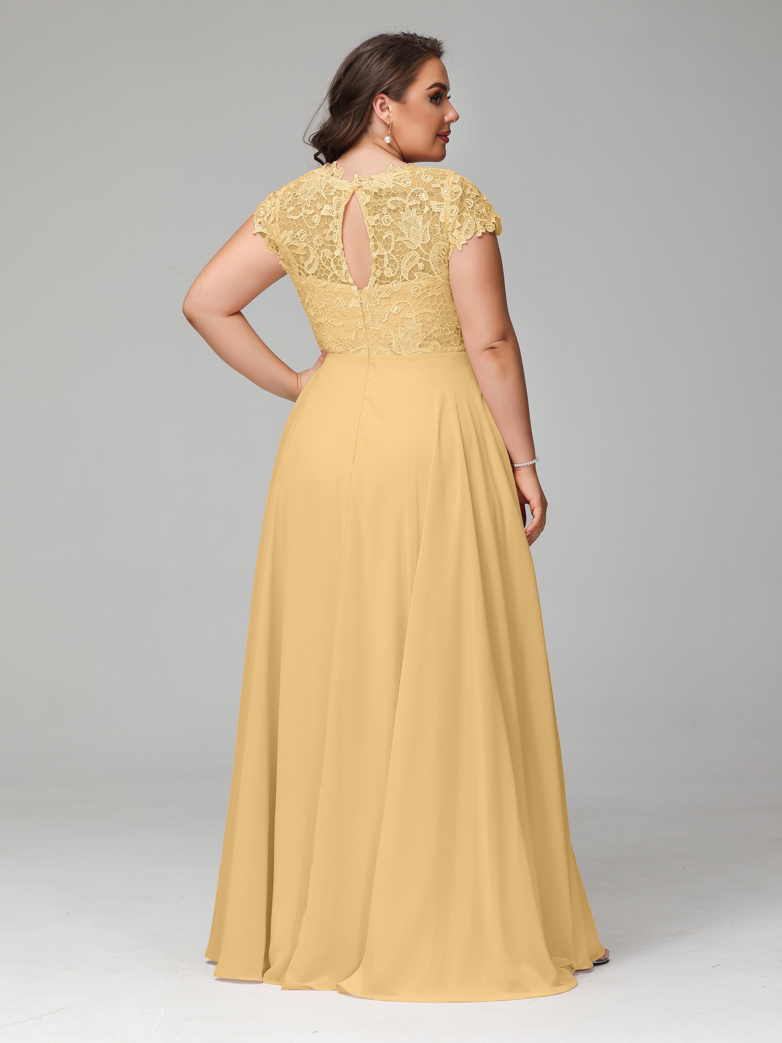 Crew Neck Delicate Chiffon Plus Size Mother of the Groom Dresses