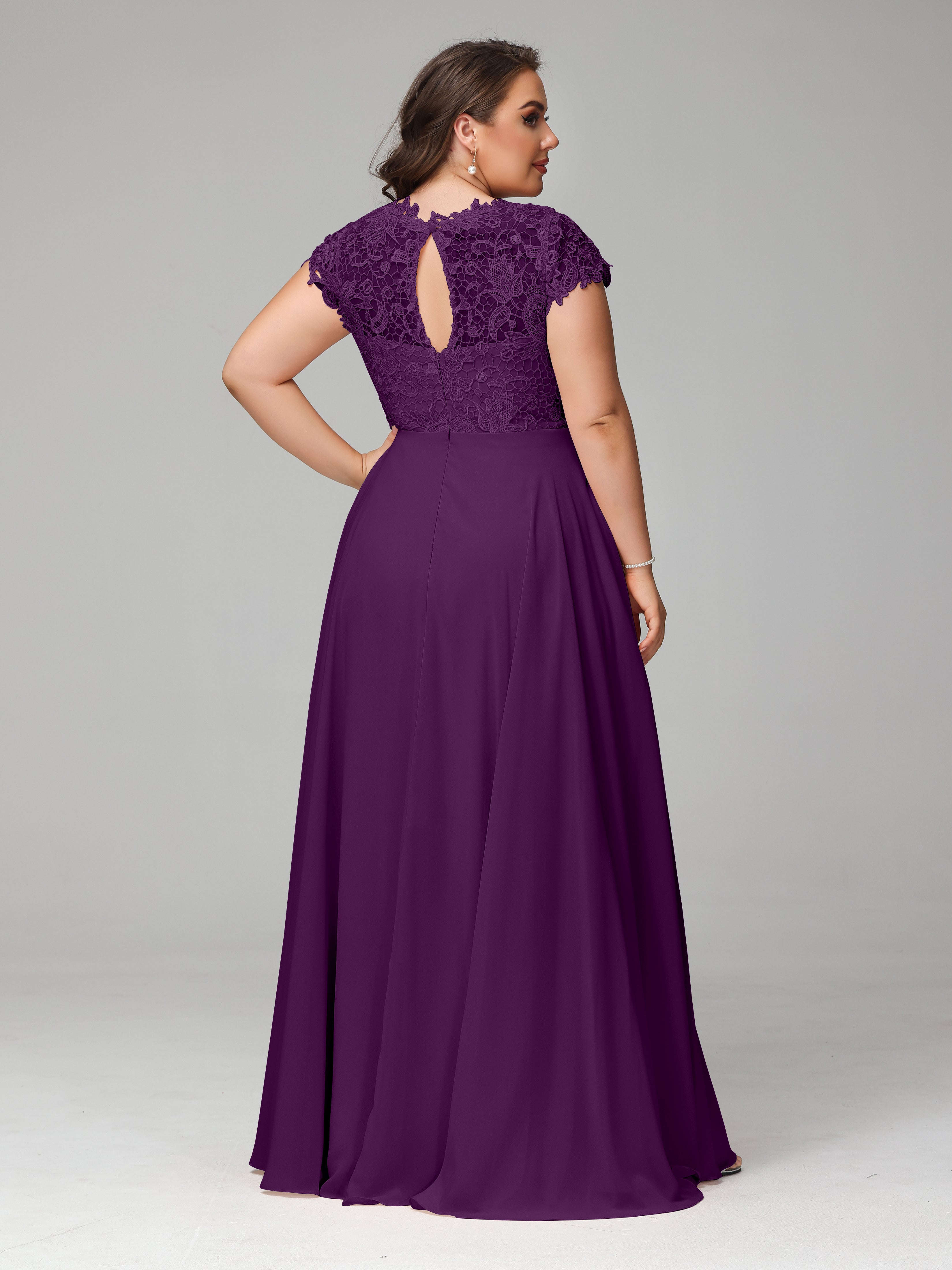 Crew Neck Delicate Chiffon Plus Size Mother of the Groom Dresses
