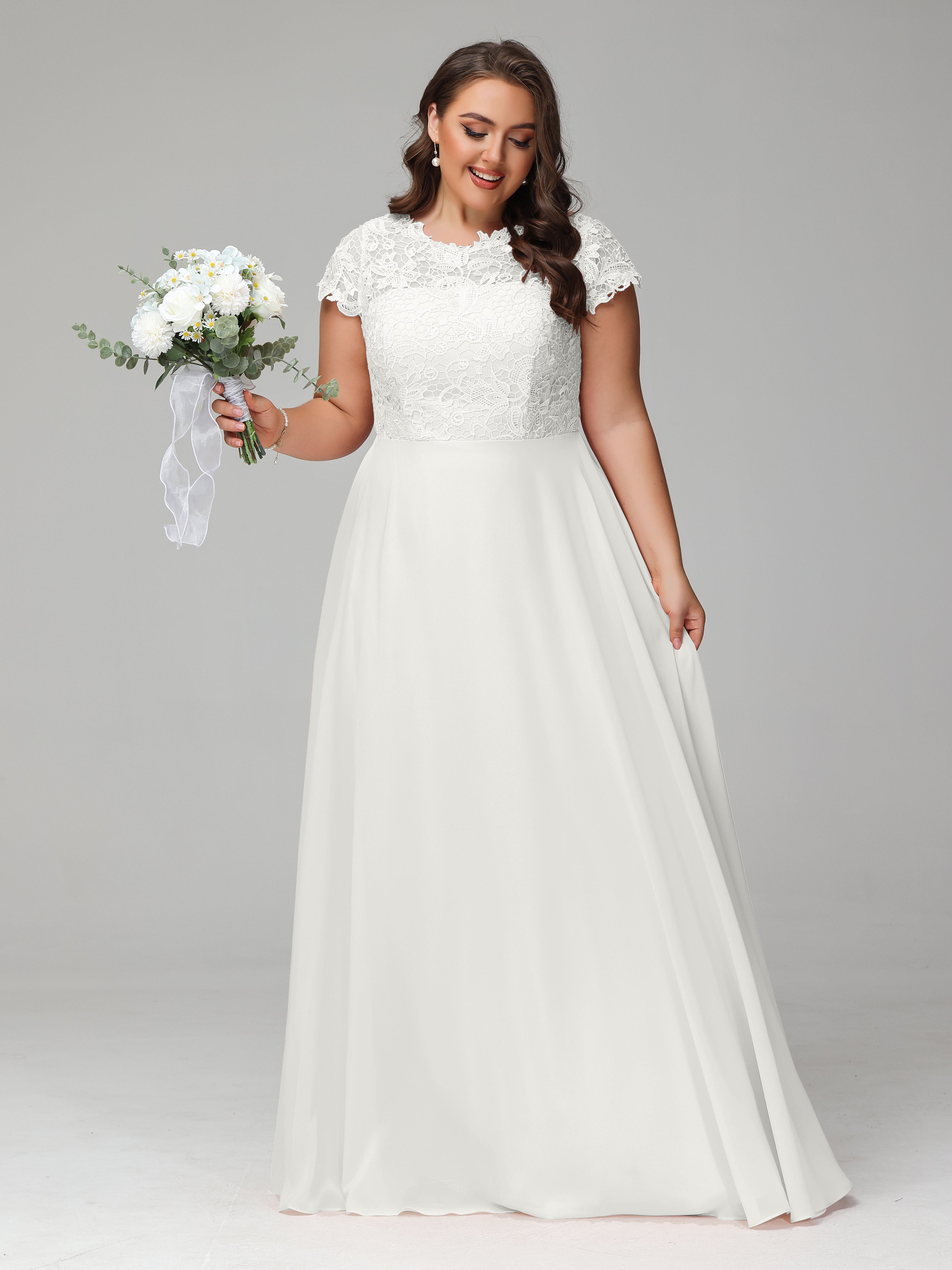 Crew Neck Delicate Chiffon Plus Size Mother of the Groom Dresses