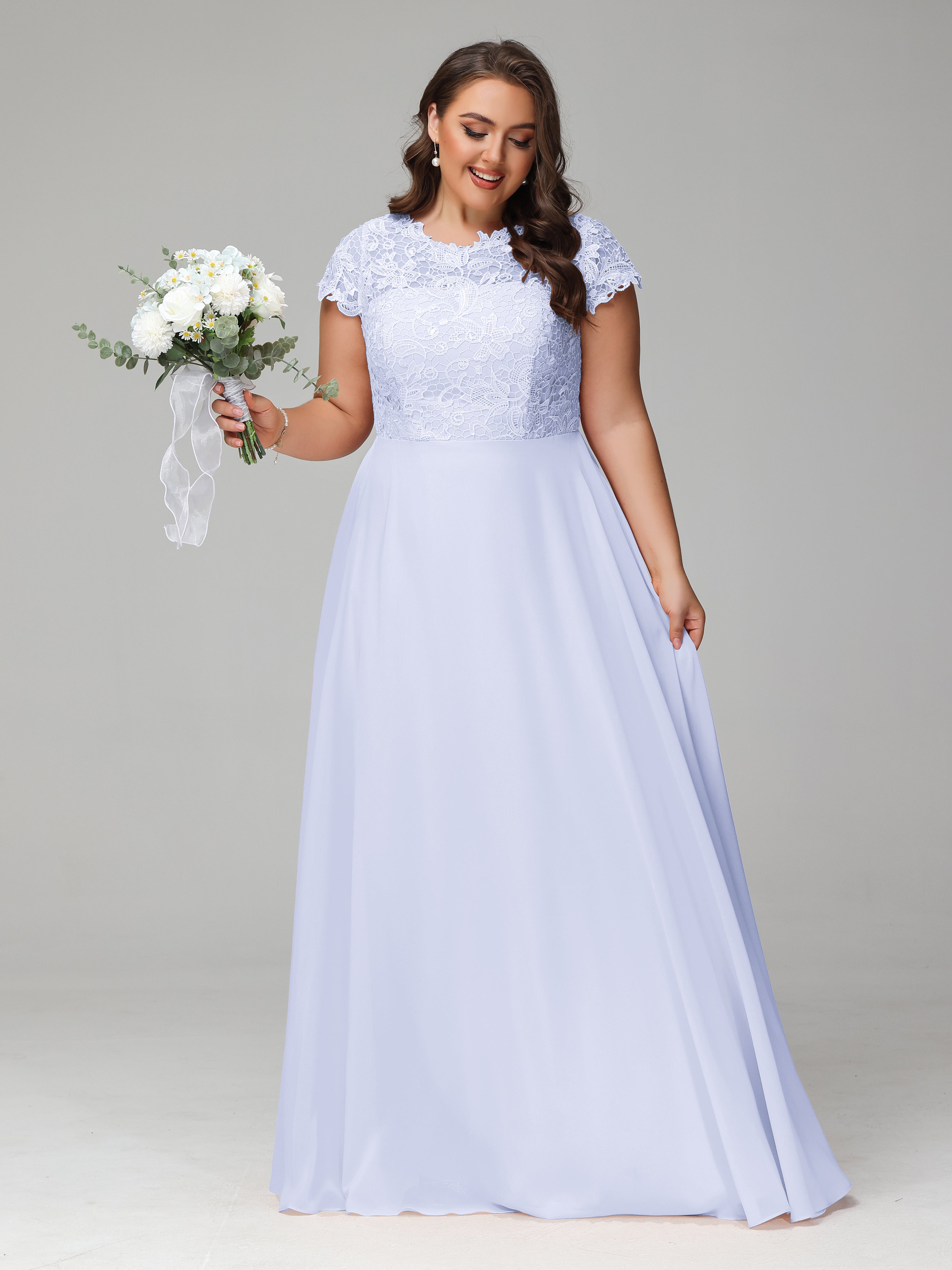 Crew Neck Delicate Chiffon Plus Size Mother of the Groom Dresses