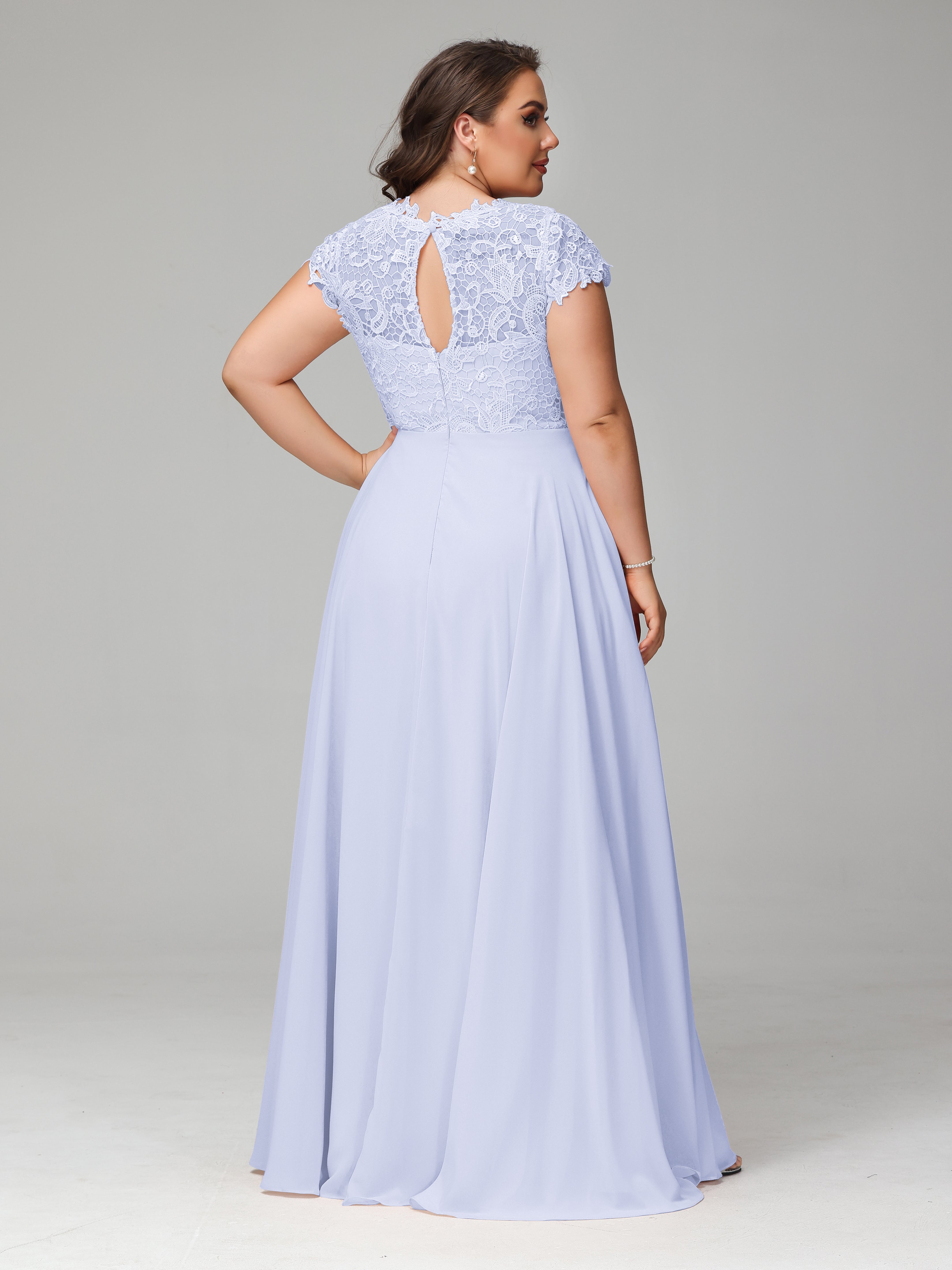 Crew Neck Delicate Chiffon Plus Size Mother of the Groom Dresses