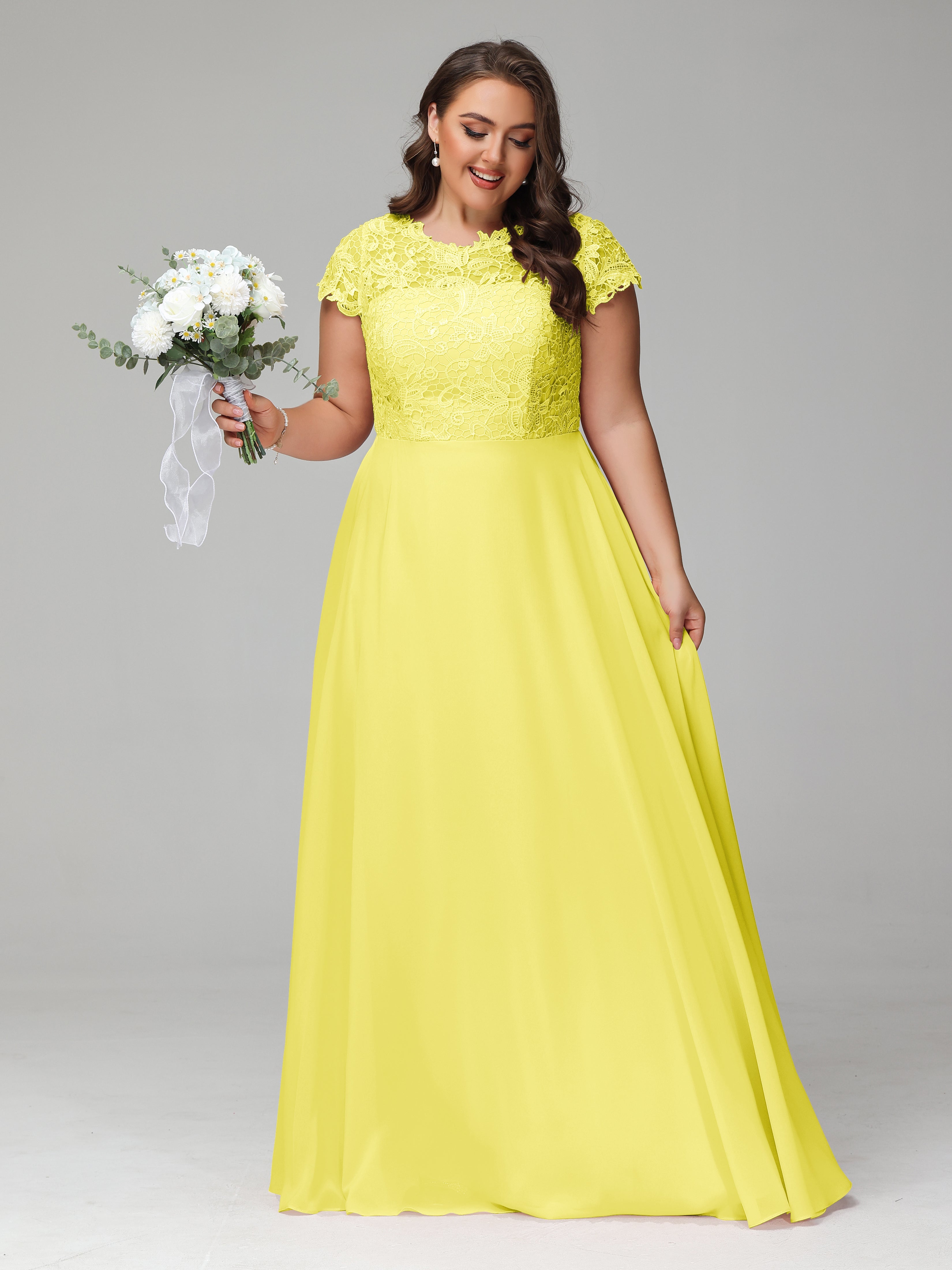 Crew Neck Delicate Chiffon Plus Size Mother of the Groom Dresses