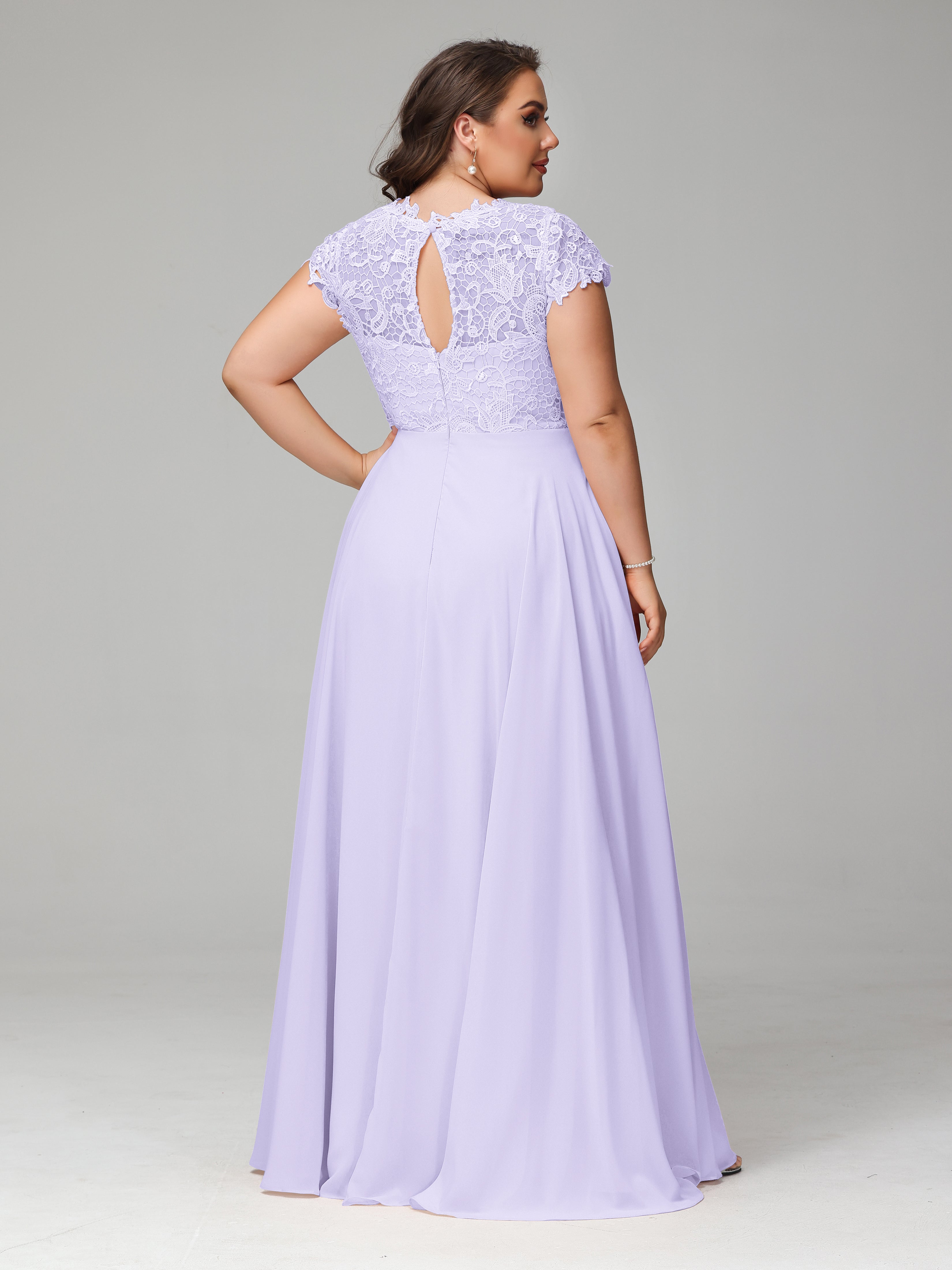 Crew Neck Delicate Chiffon Plus Size Mother of the Groom Dresses