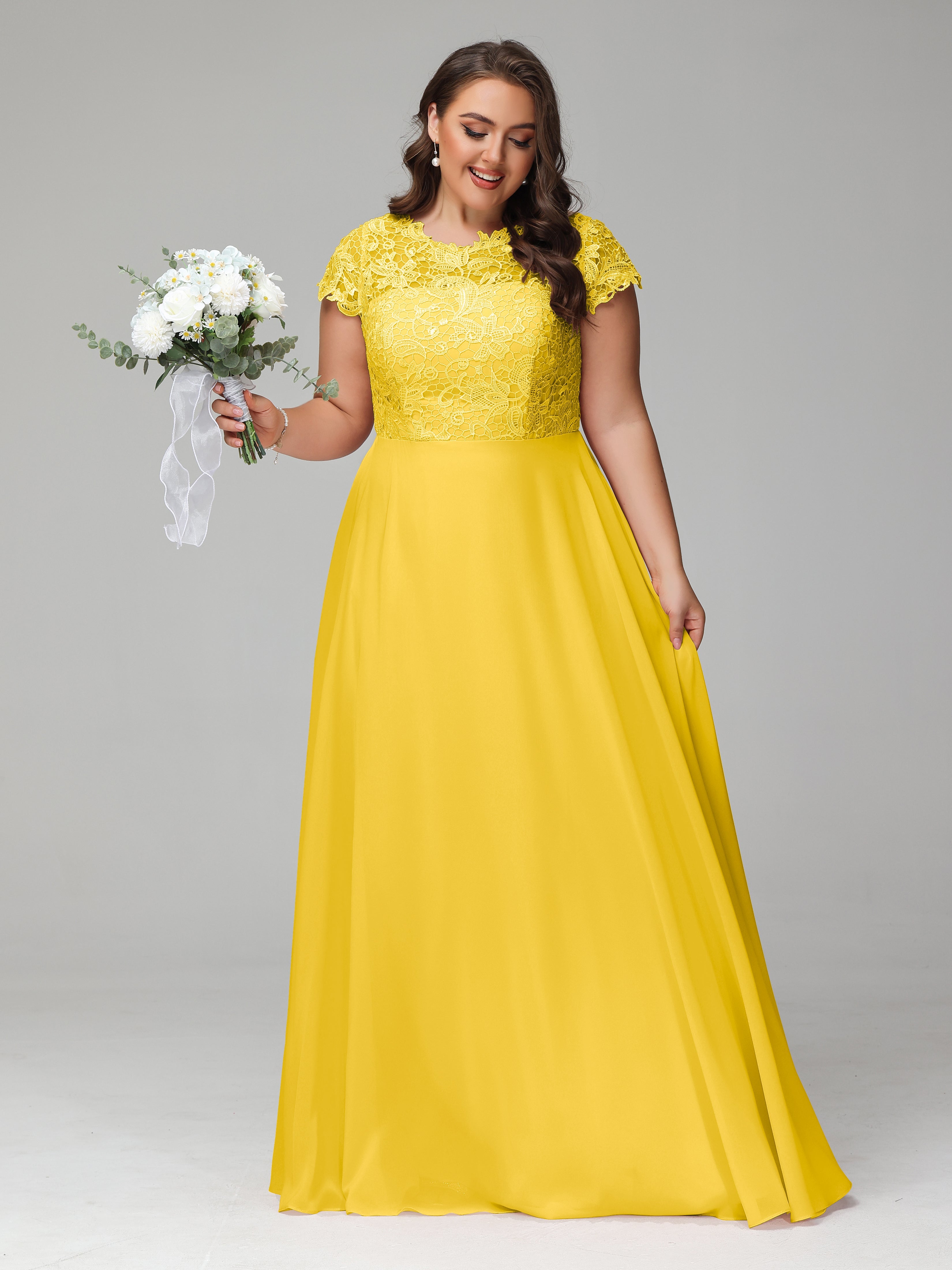 Crew Neck Delicate Chiffon Plus Size Mother of the Groom Dresses