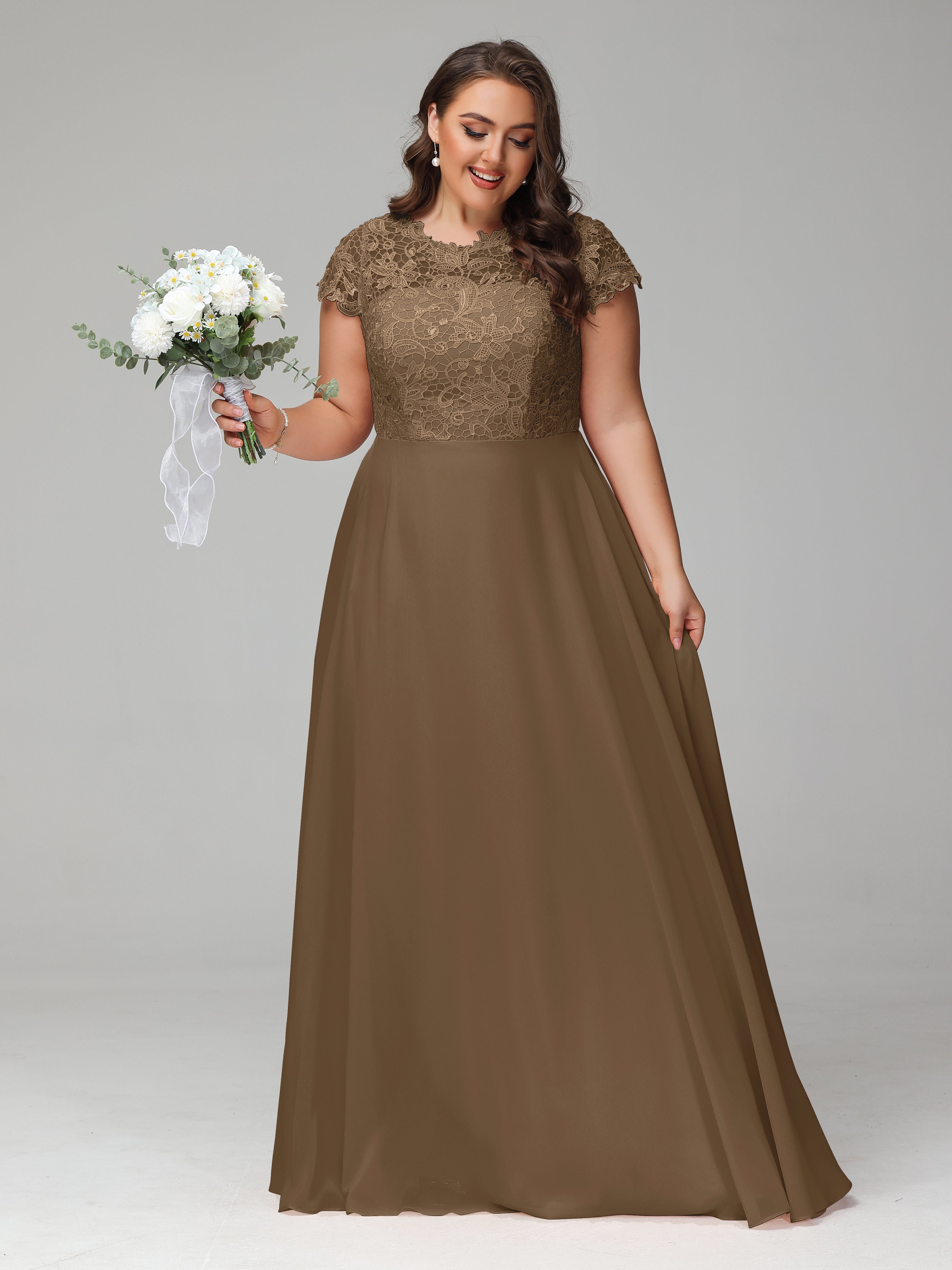 Crew Neck Delicate Chiffon Plus Size Mother of the Groom Dresses