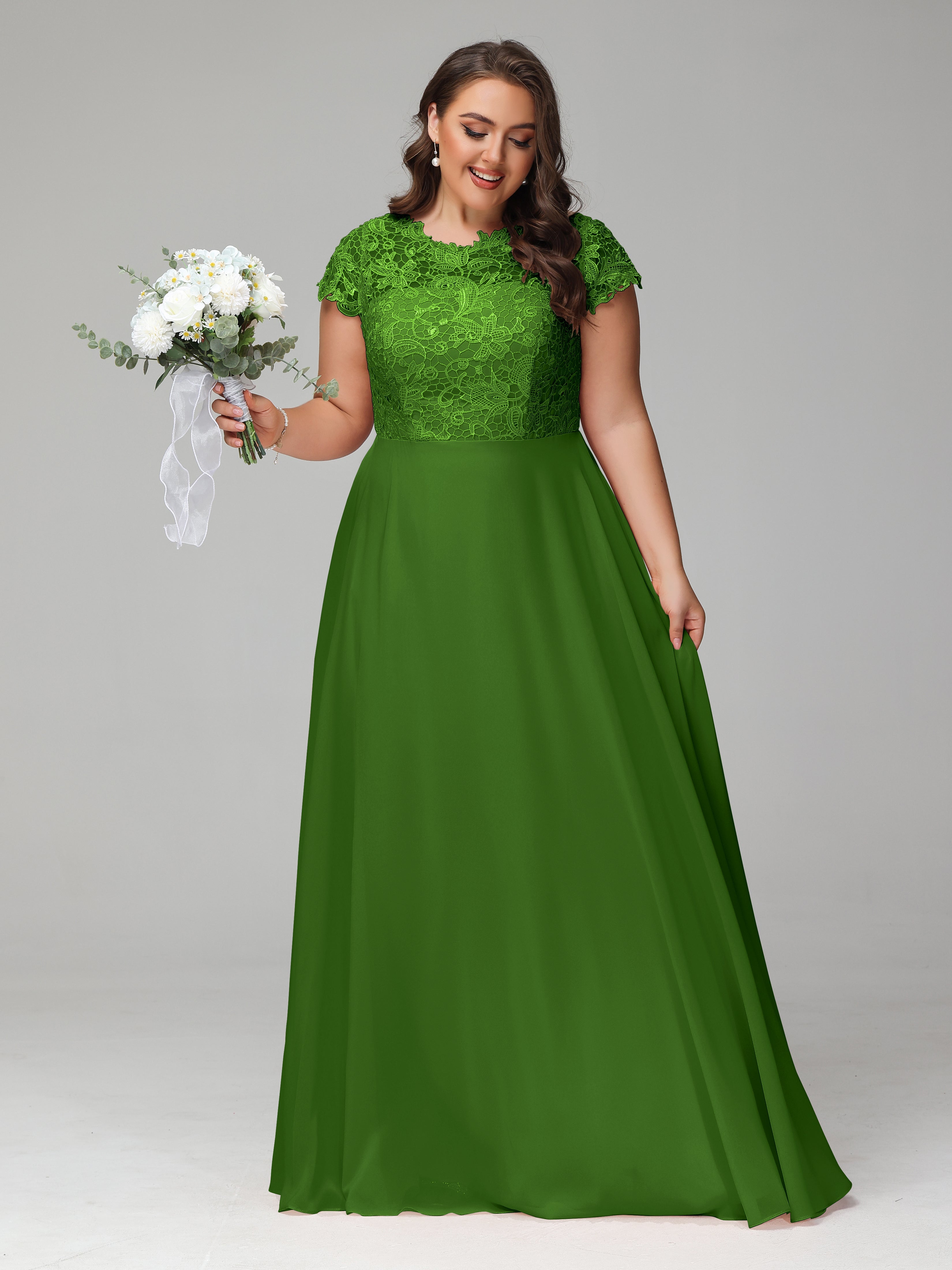 Crew Neck Delicate Chiffon Plus Size Mother of the Groom Dresses