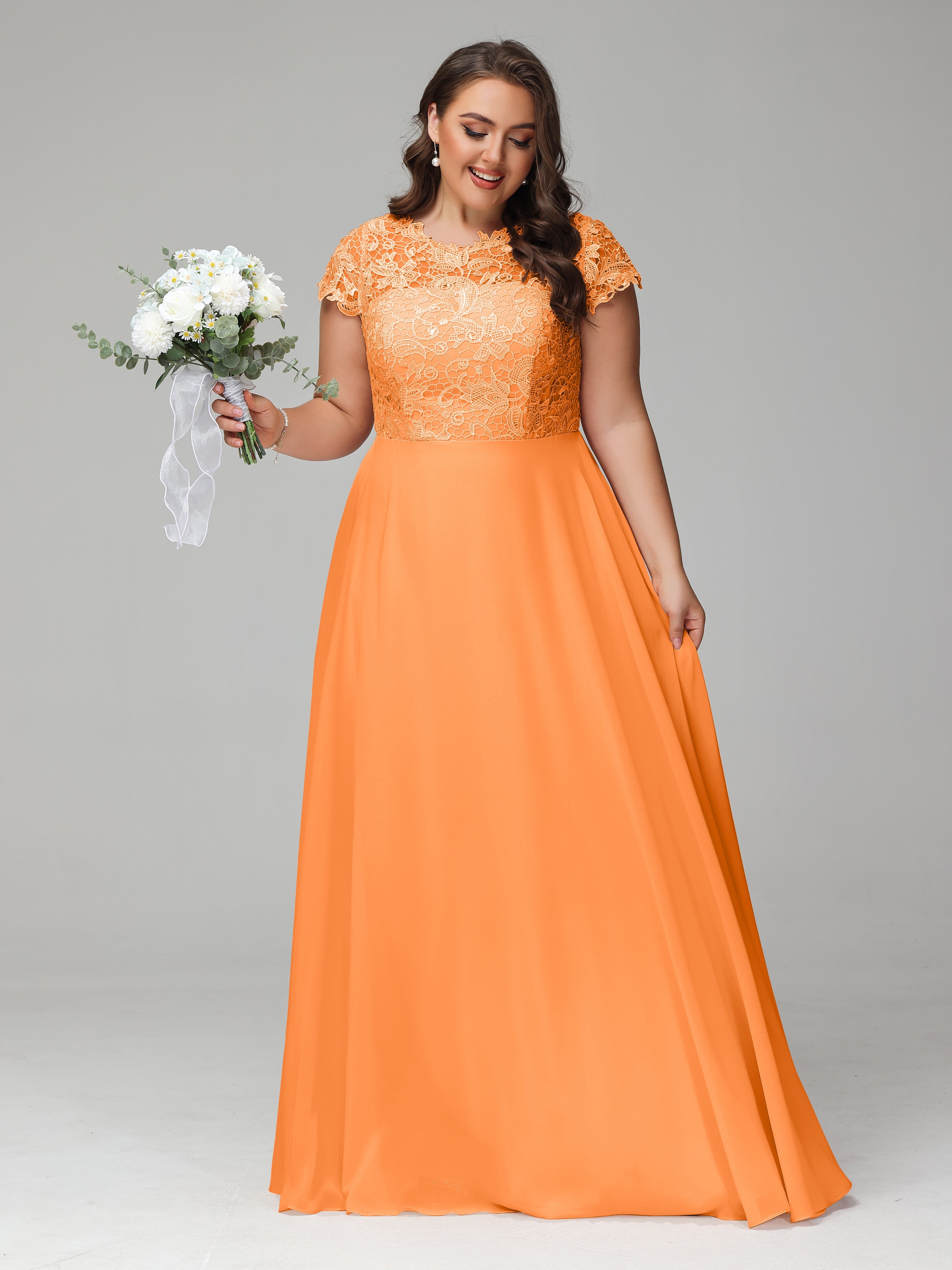 Crew Neck Delicate Chiffon Plus Size Mother of the Groom Dresses