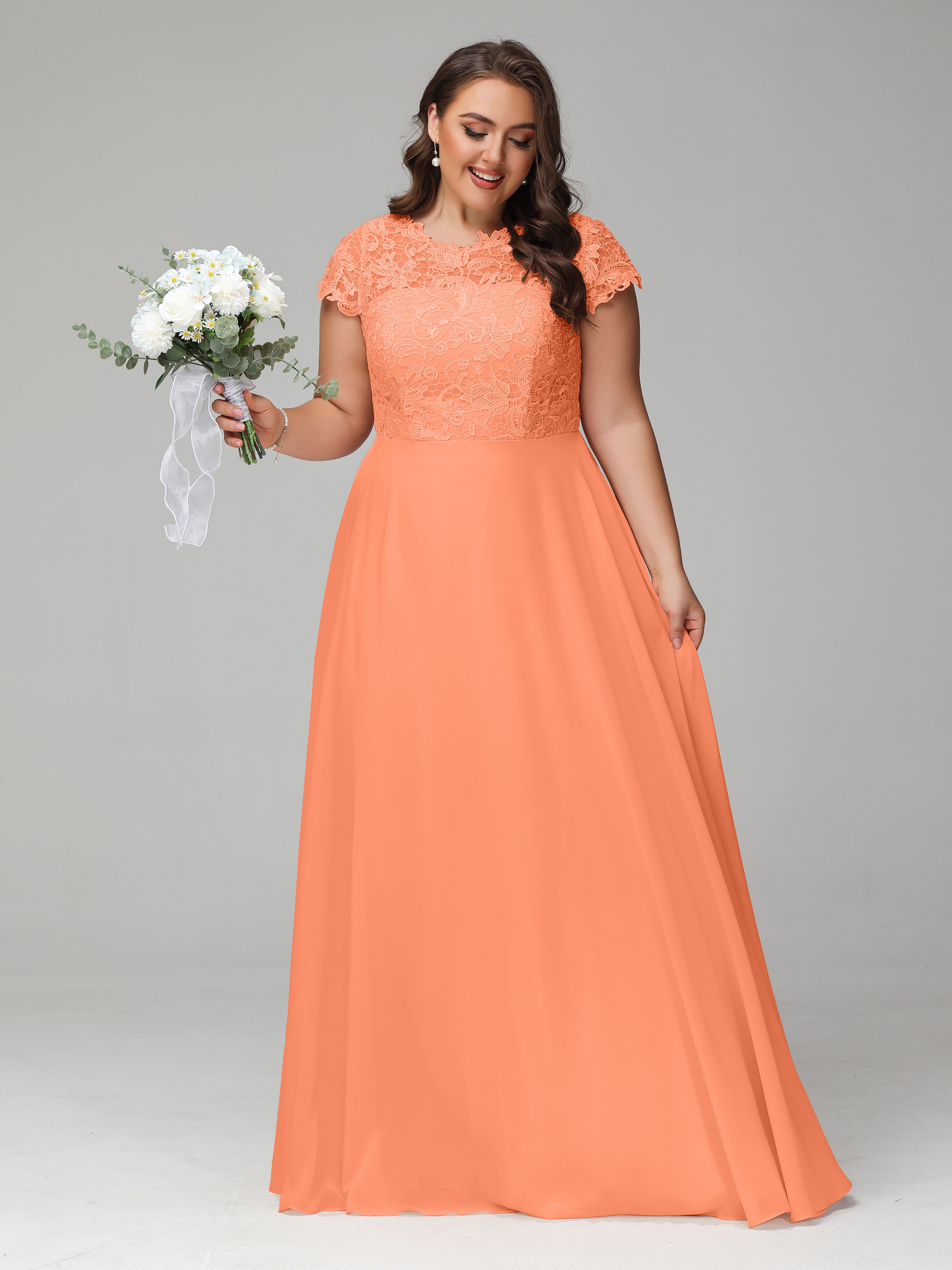 Crew Neck Delicate Chiffon Plus Size Mother of the Groom Dresses