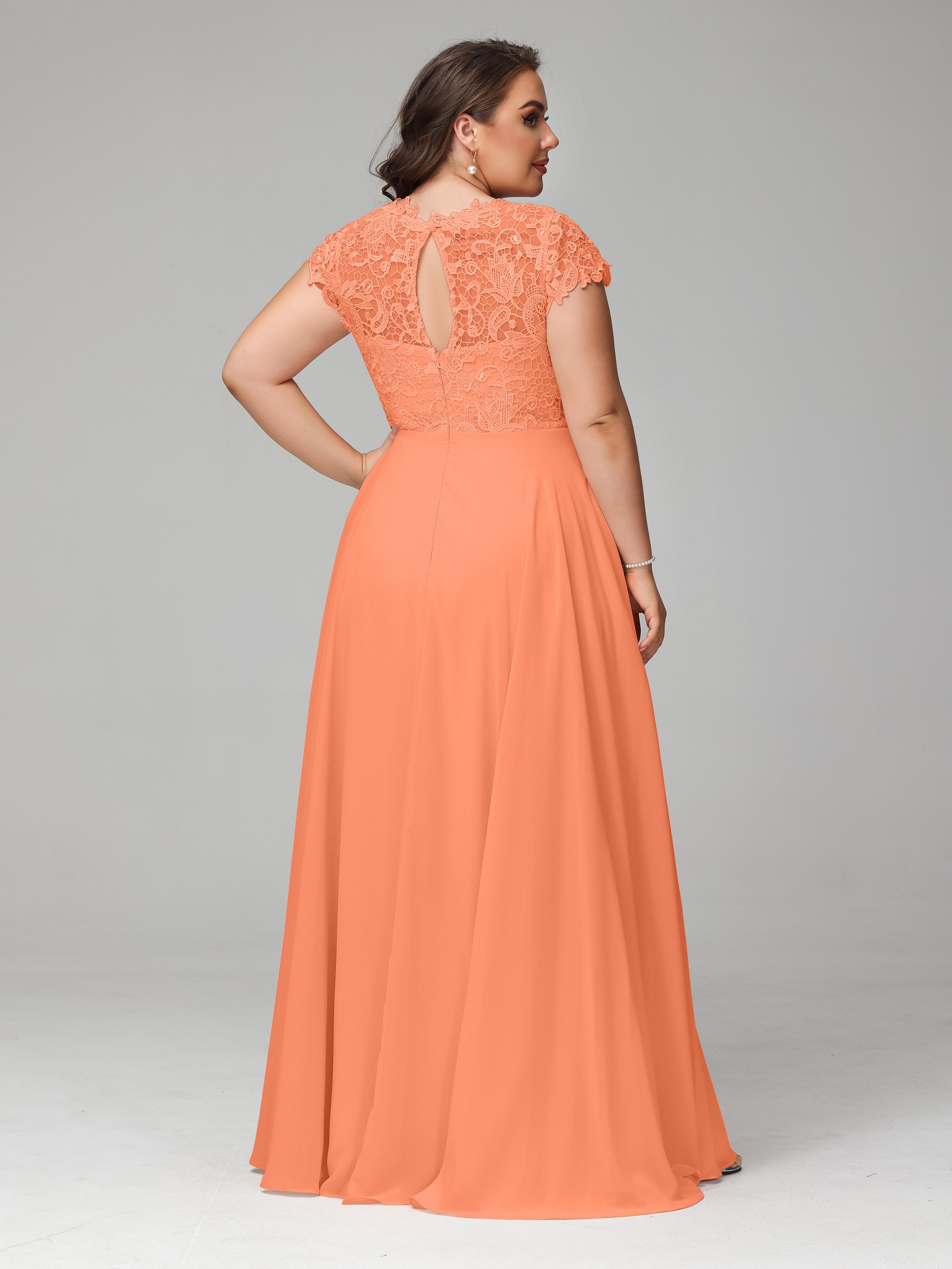 Crew Neck Delicate Chiffon Plus Size Mother of the Groom Dresses