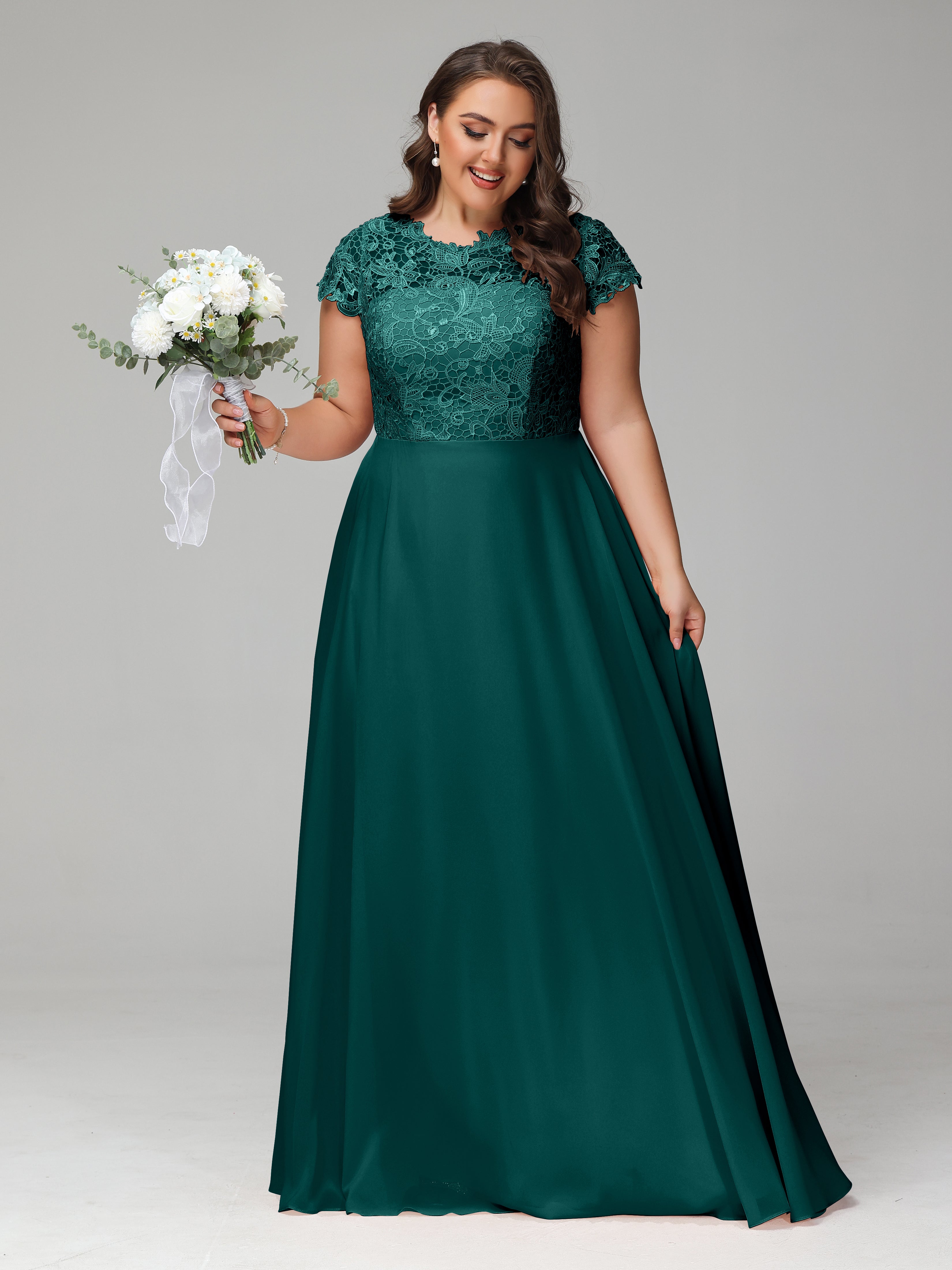 Crew Neck Delicate Chiffon Plus Size Mother of the Groom Dresses