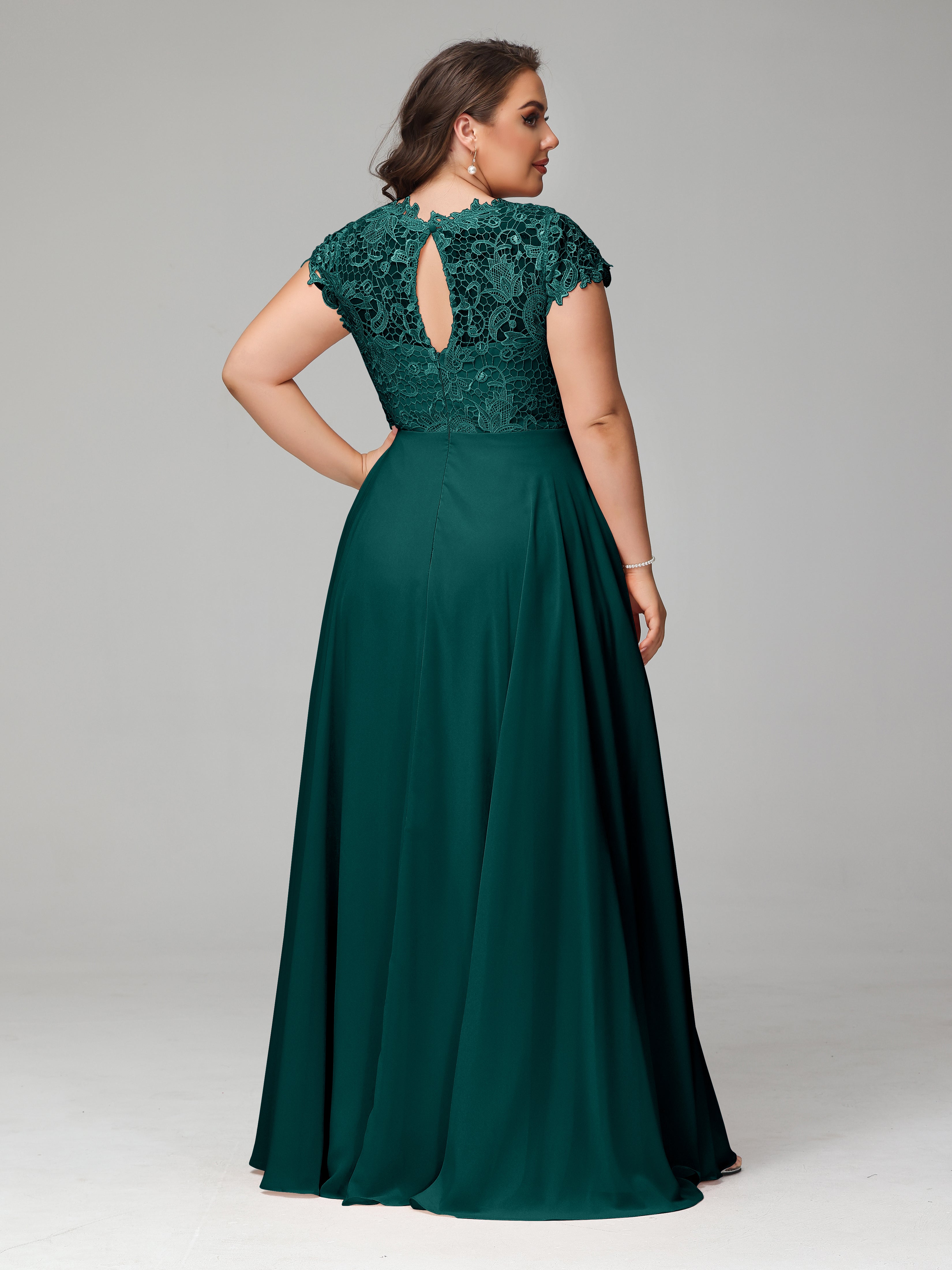 Crew Neck Delicate Chiffon Plus Size Mother of the Groom Dresses