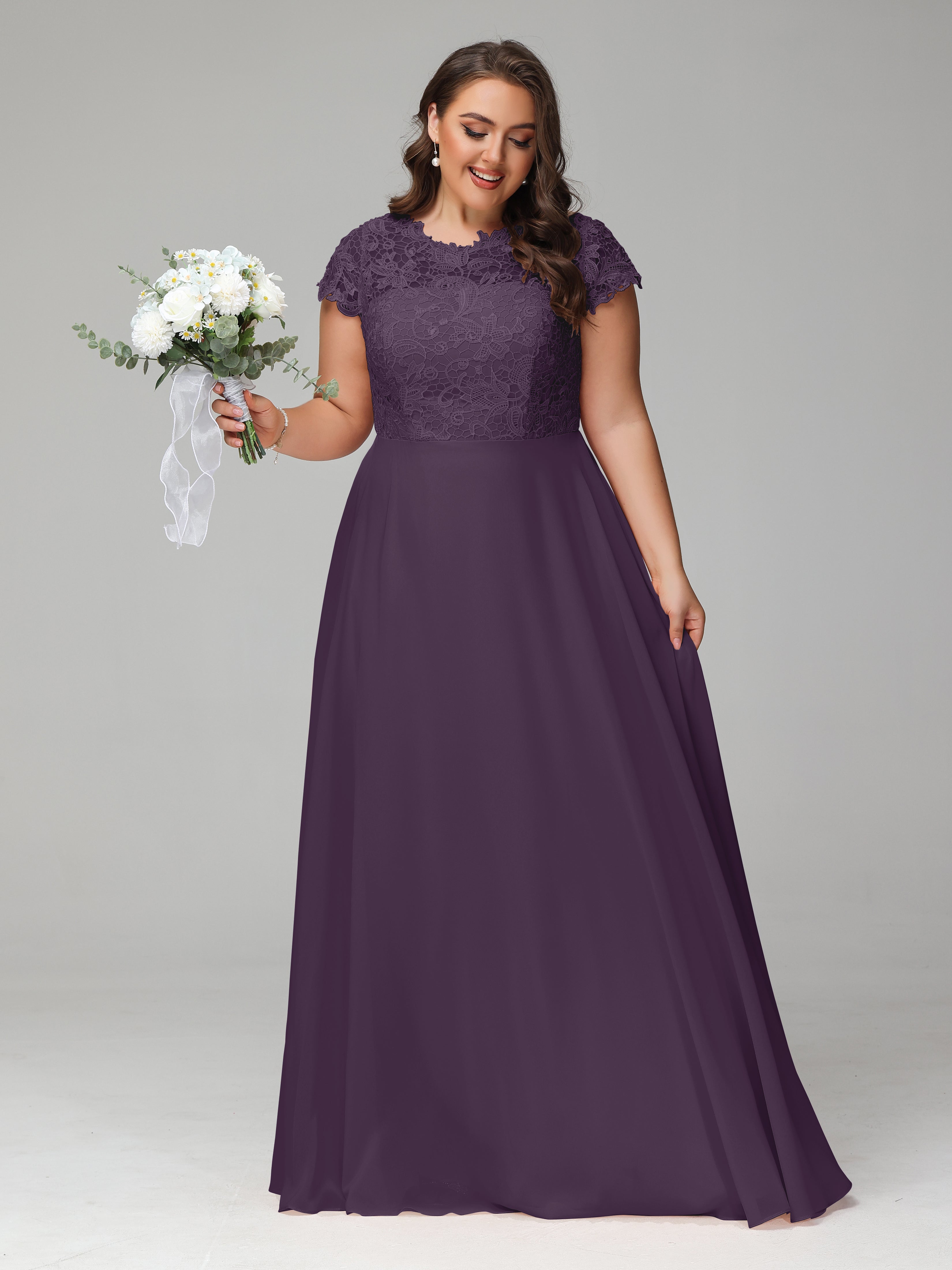 Crew Neck Delicate Chiffon Plus Size Mother of the Groom Dresses