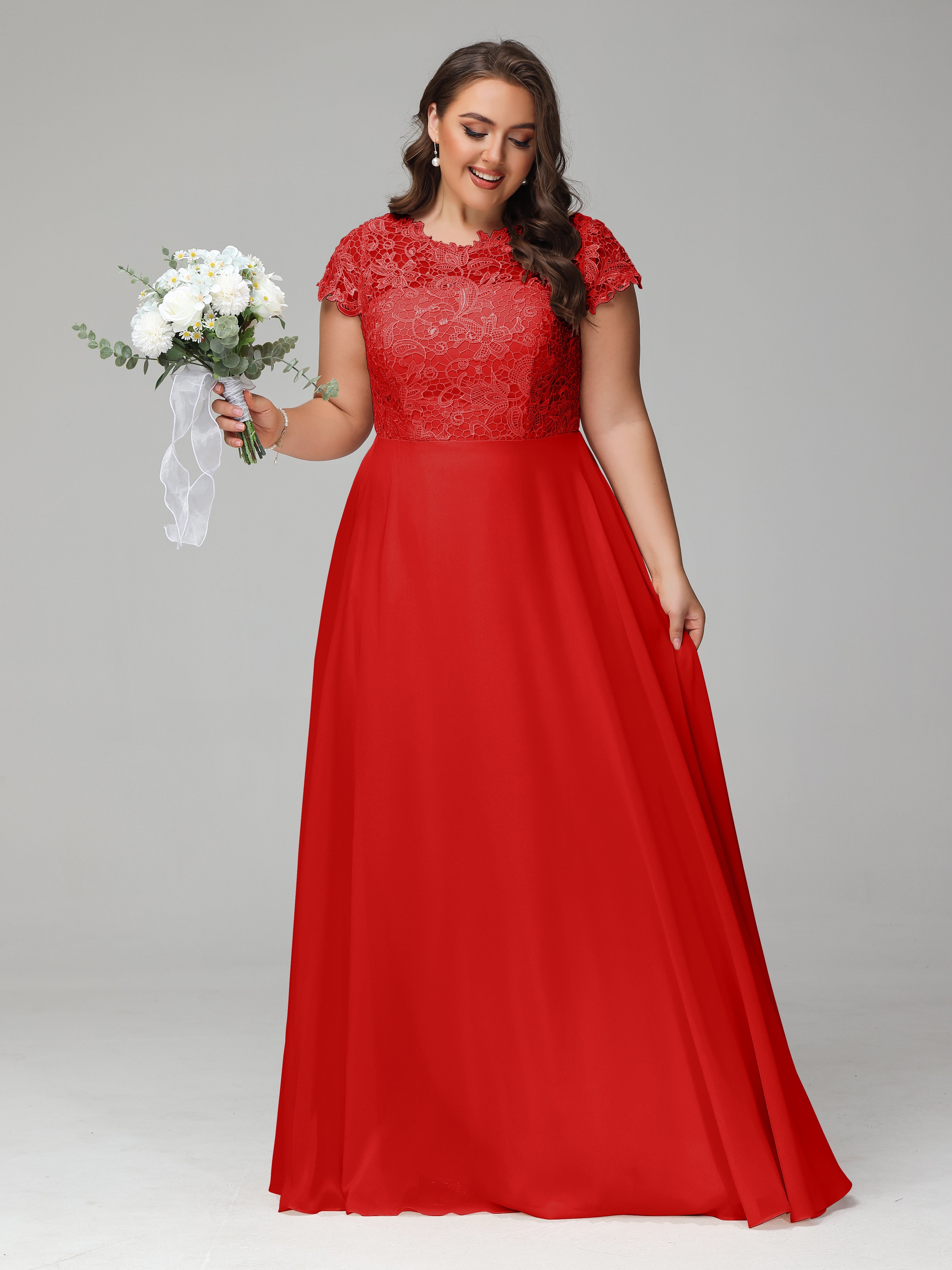 Crew Neck Delicate Chiffon Plus Size Mother of the Groom Dresses