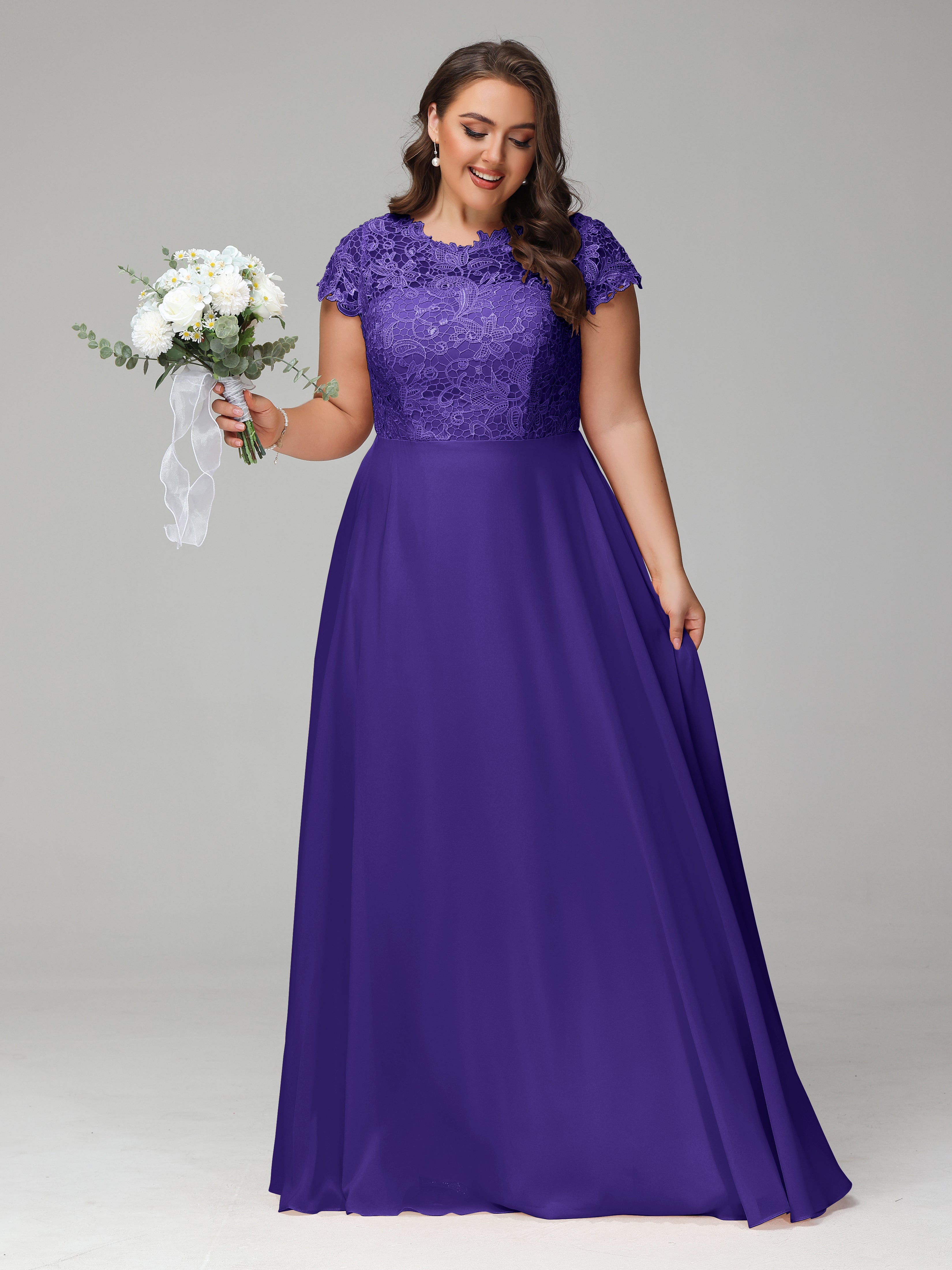 Crew Neck Delicate Chiffon Plus Size Mother of the Groom Dresses