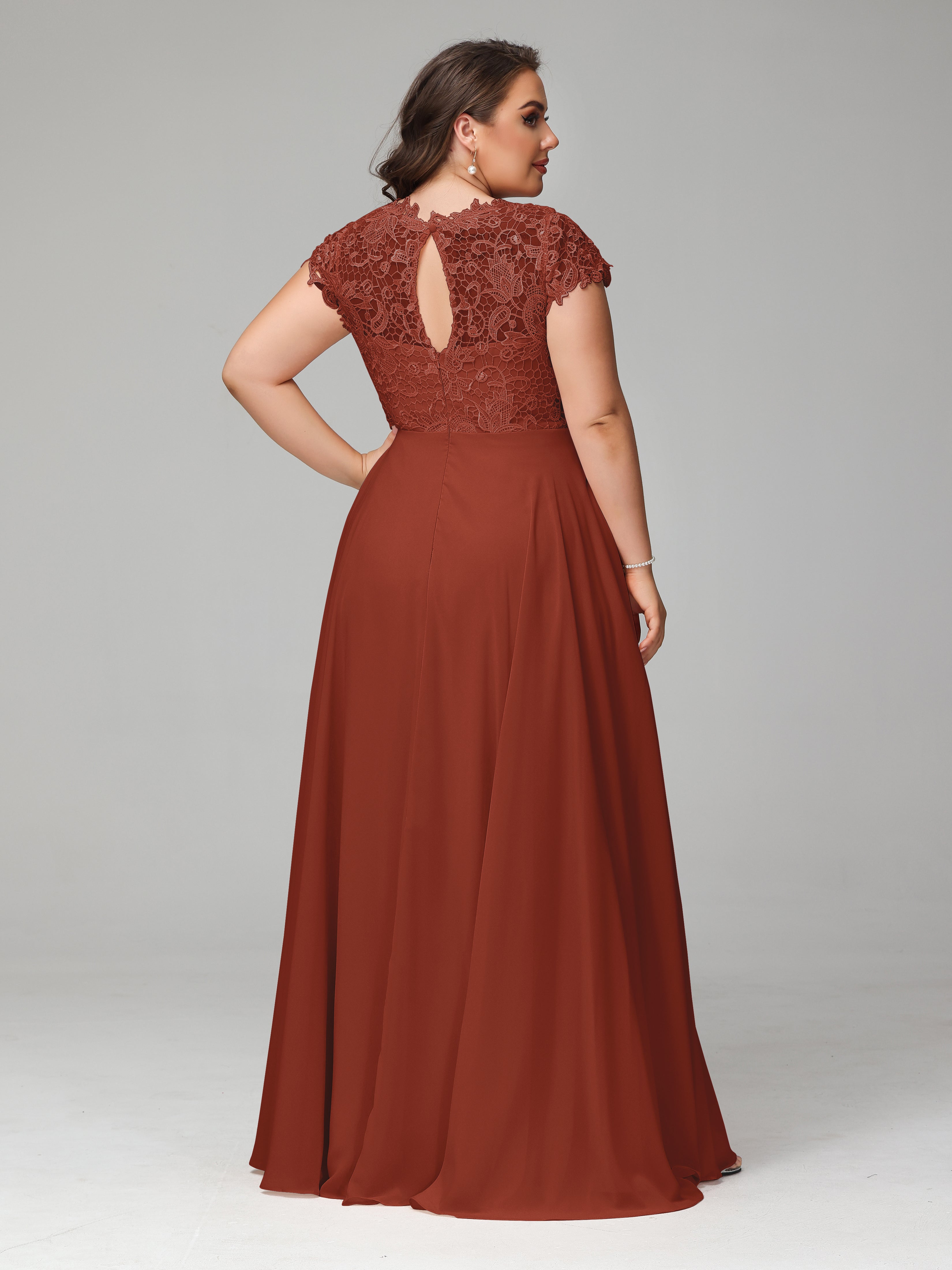 Crew Neck Delicate Chiffon Plus Size Mother of the Groom Dresses
