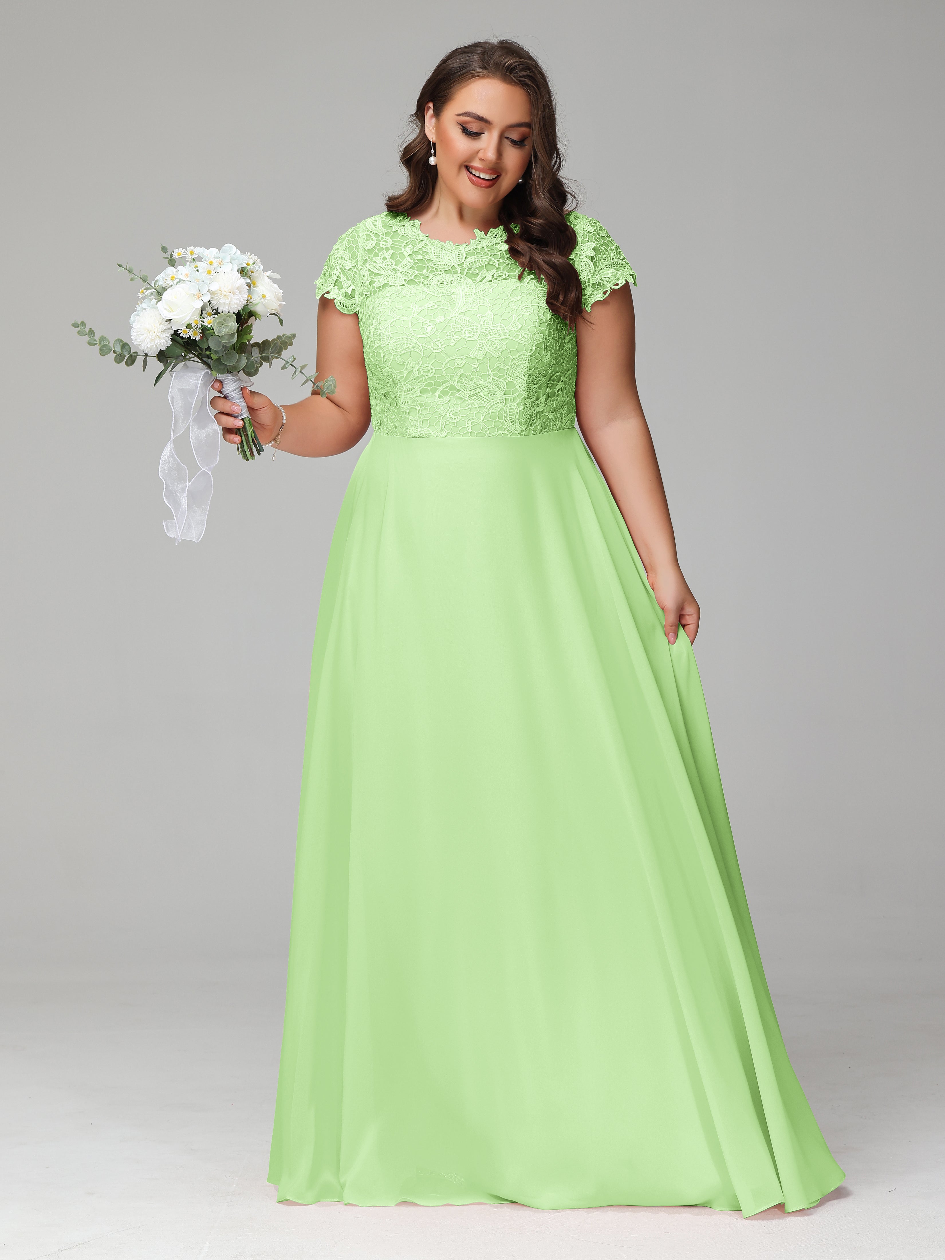 Crew Neck Delicate Chiffon Plus Size Mother of the Groom Dresses