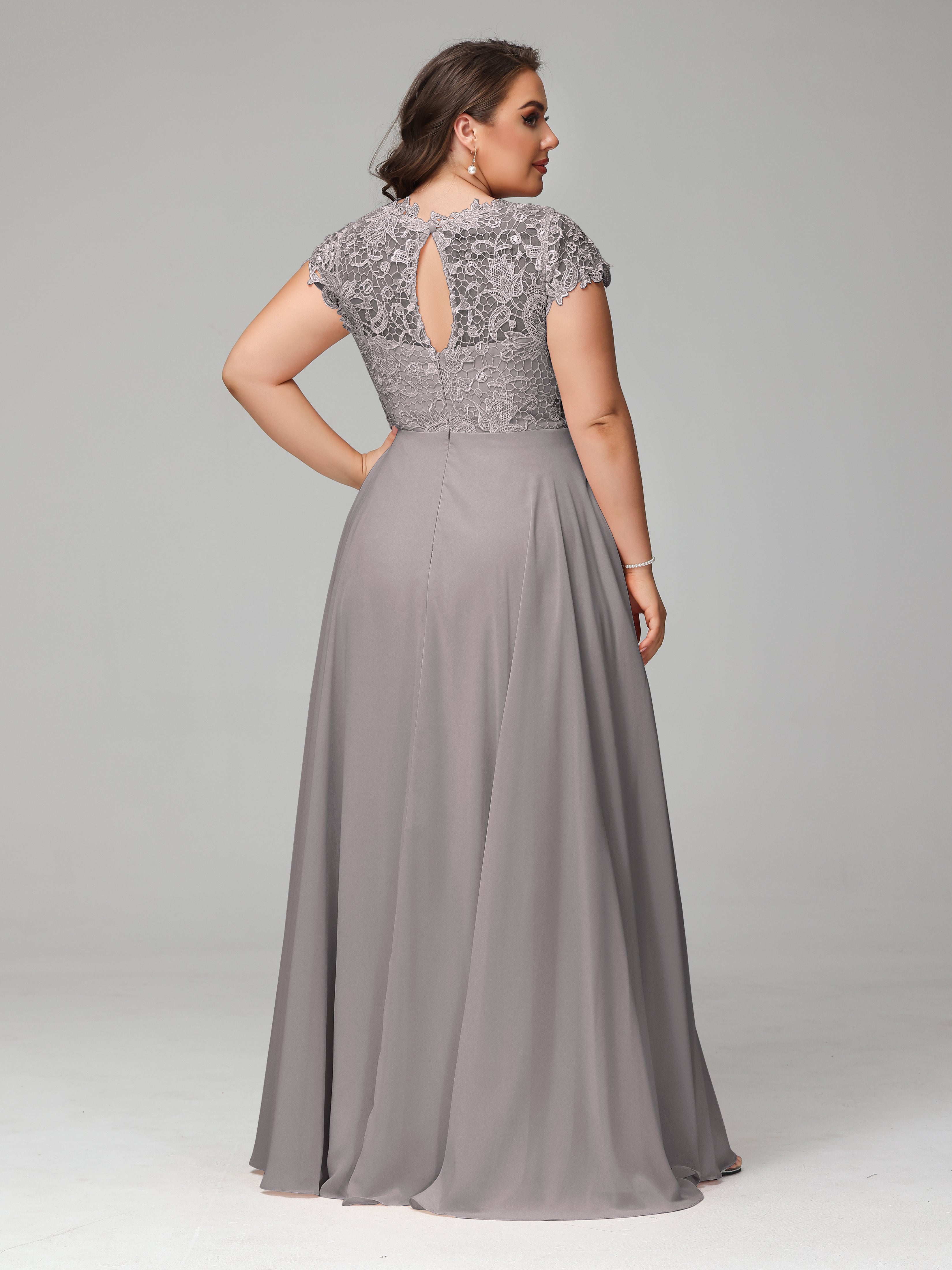 Crew Neck Delicate Chiffon Plus Size Mother of the Groom Dresses
