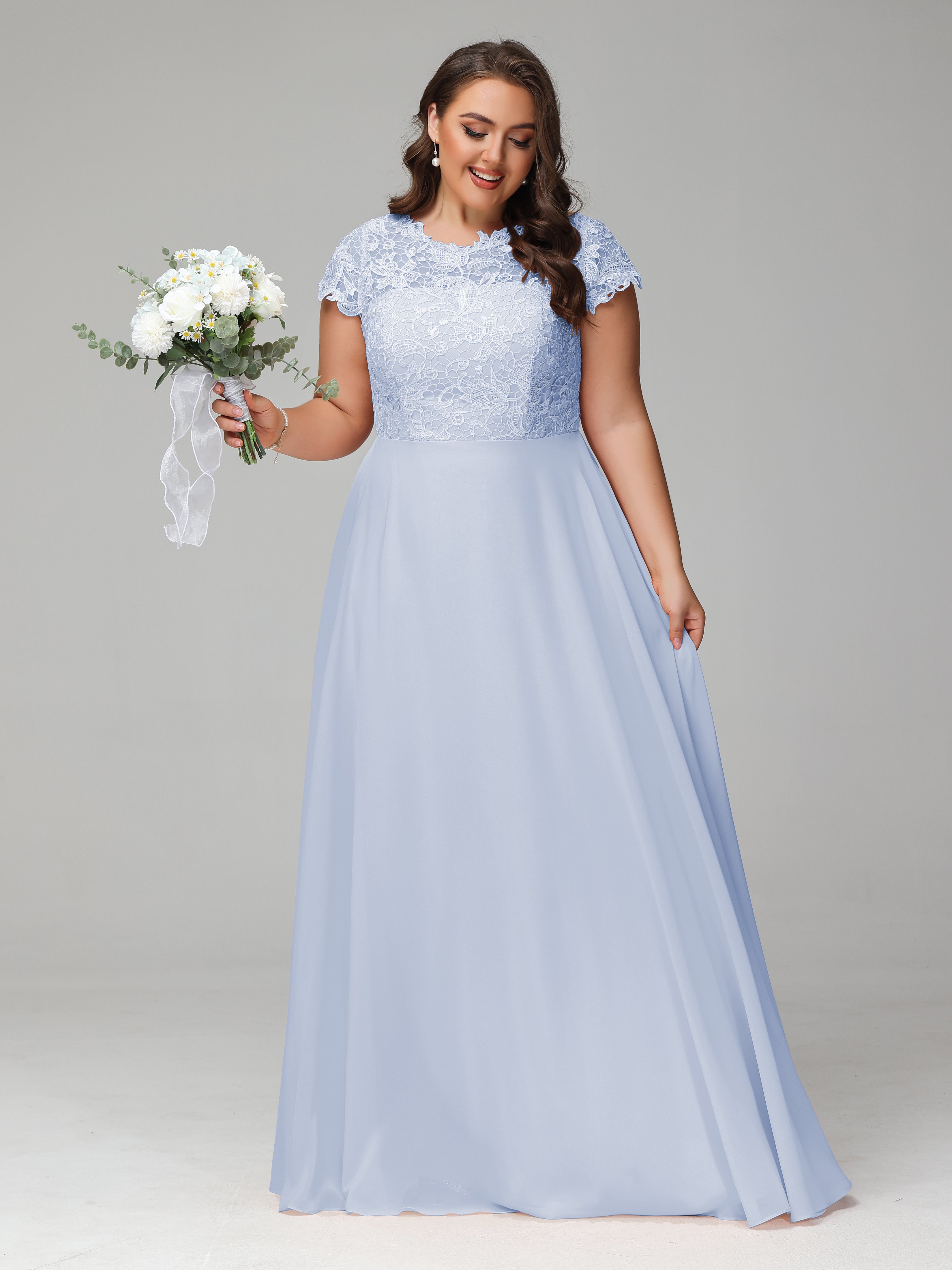 Crew Neck Delicate Chiffon Plus Size Mother of the Groom Dresses