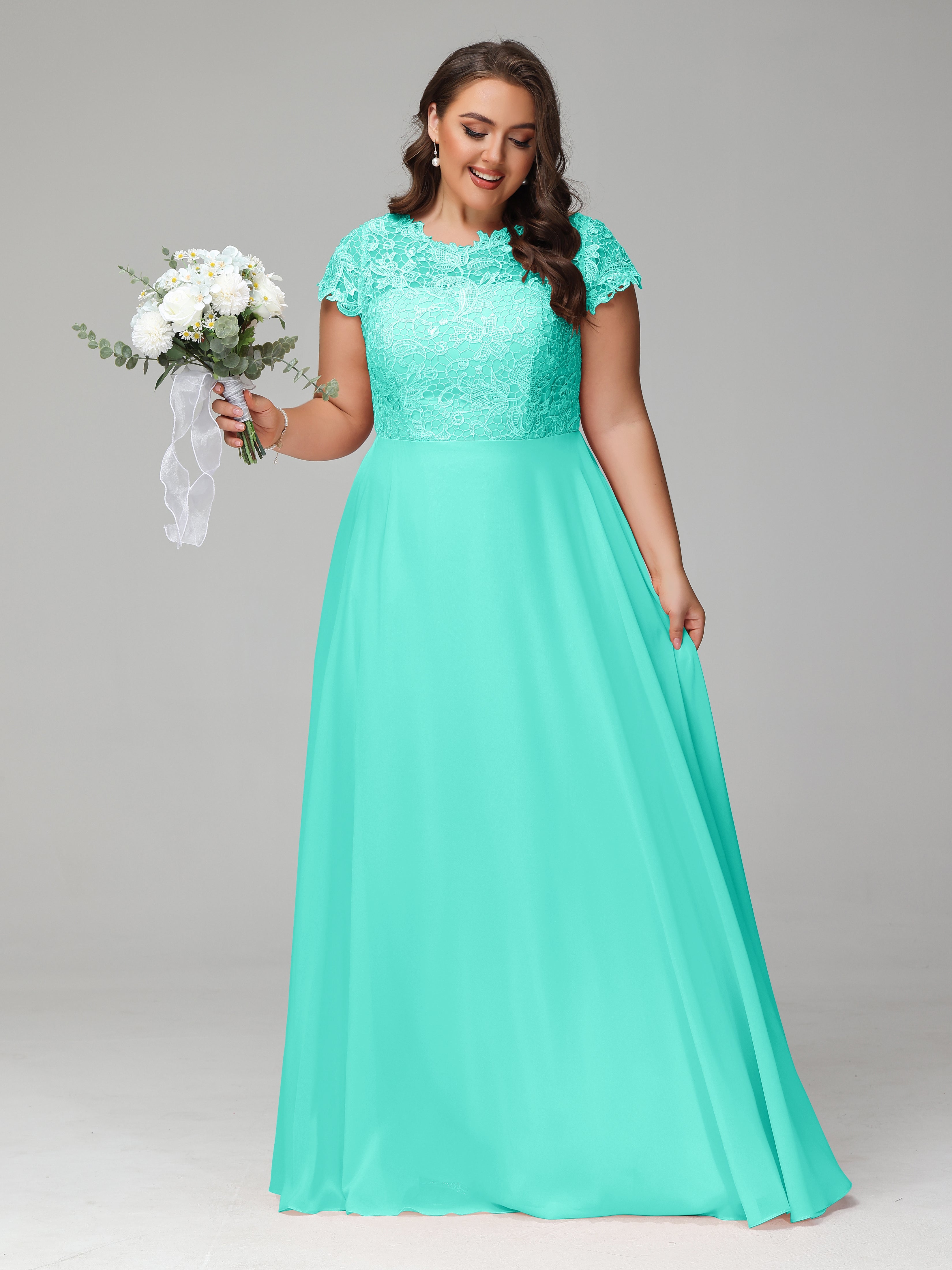 Crew Neck Delicate Chiffon Plus Size Mother of the Groom Dresses