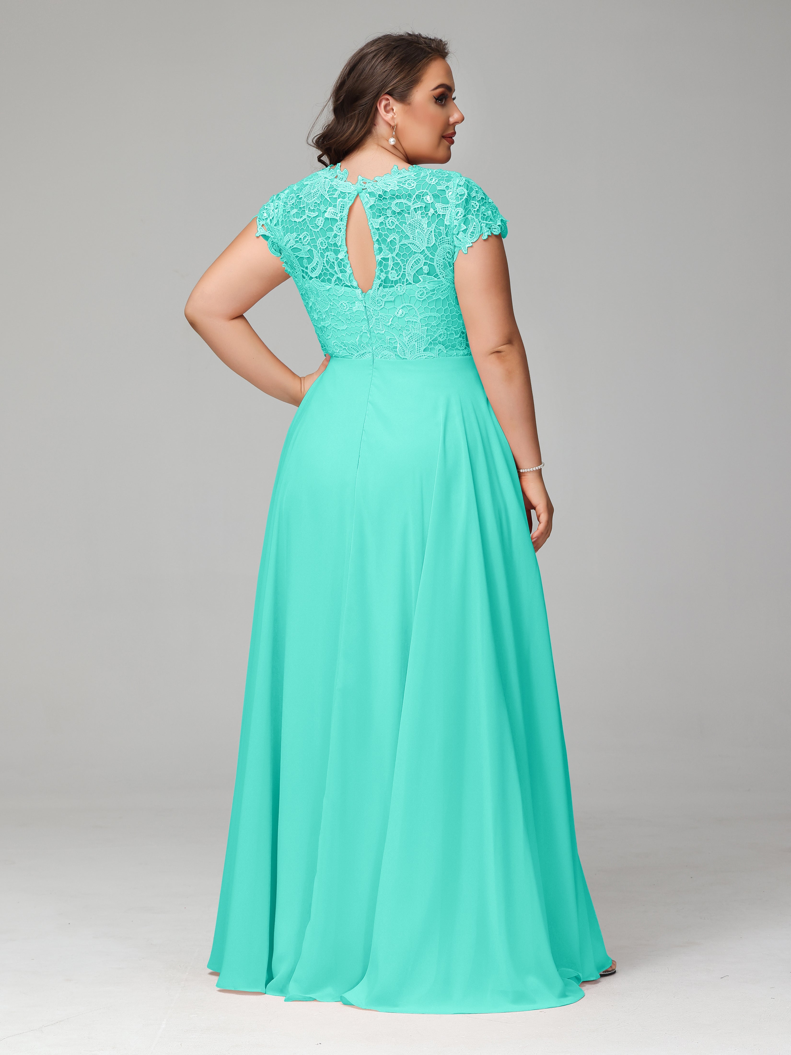 Crew Neck Delicate Chiffon Plus Size Mother of the Groom Dresses