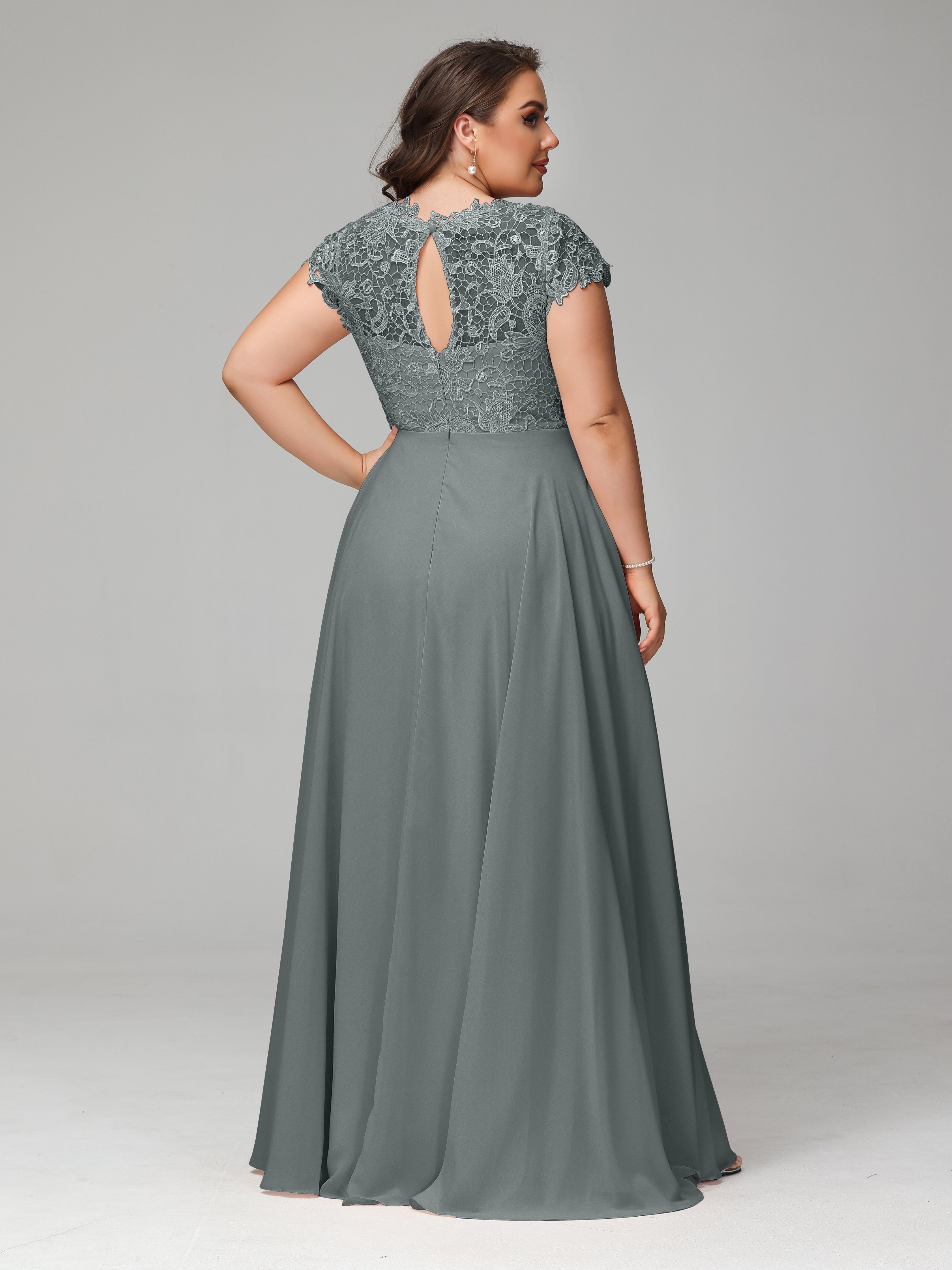 Crew Neck Delicate Chiffon Plus Size Mother of the Groom Dresses