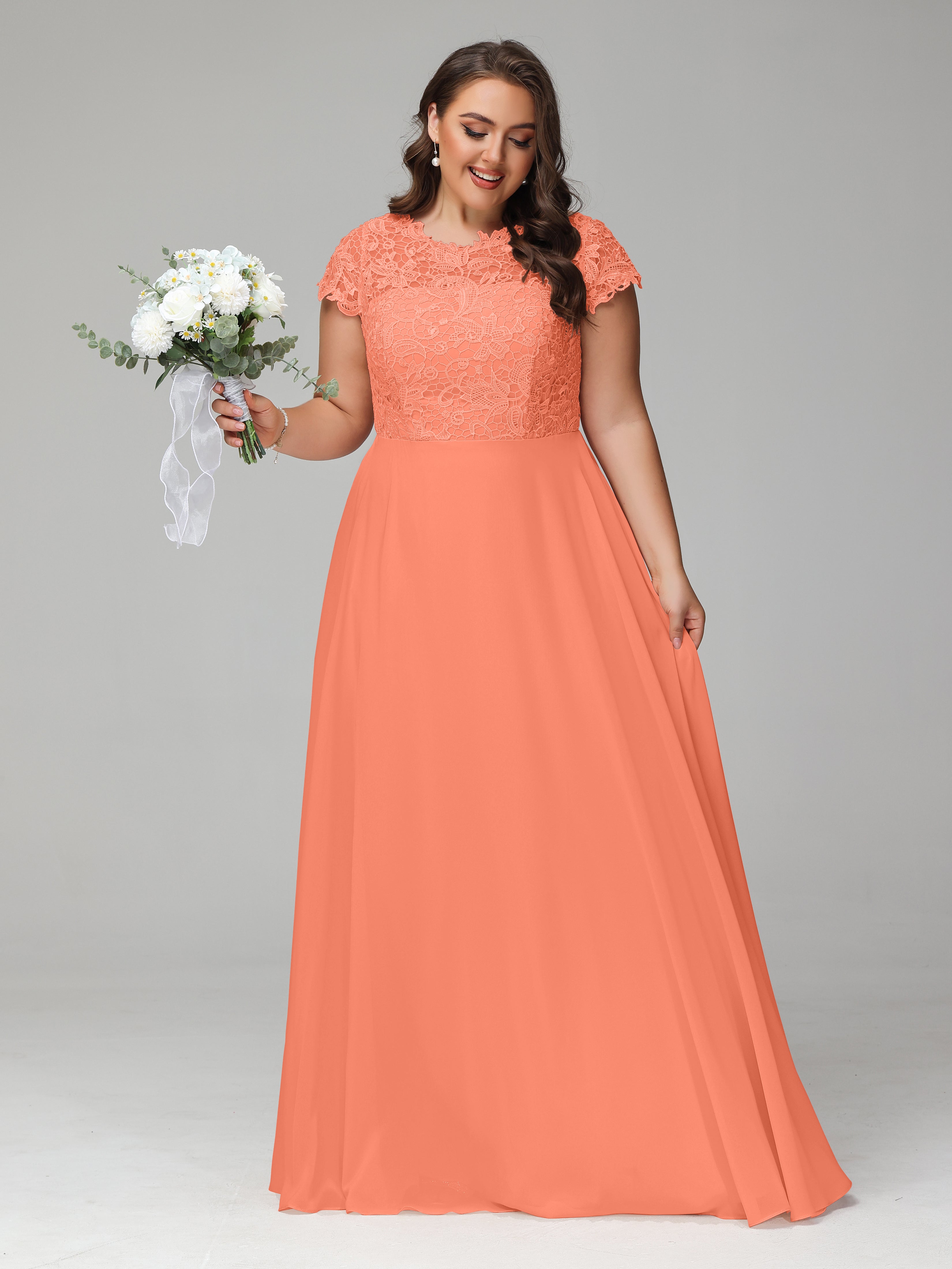 Crew Neck Delicate Chiffon Plus Size Mother of the Groom Dresses