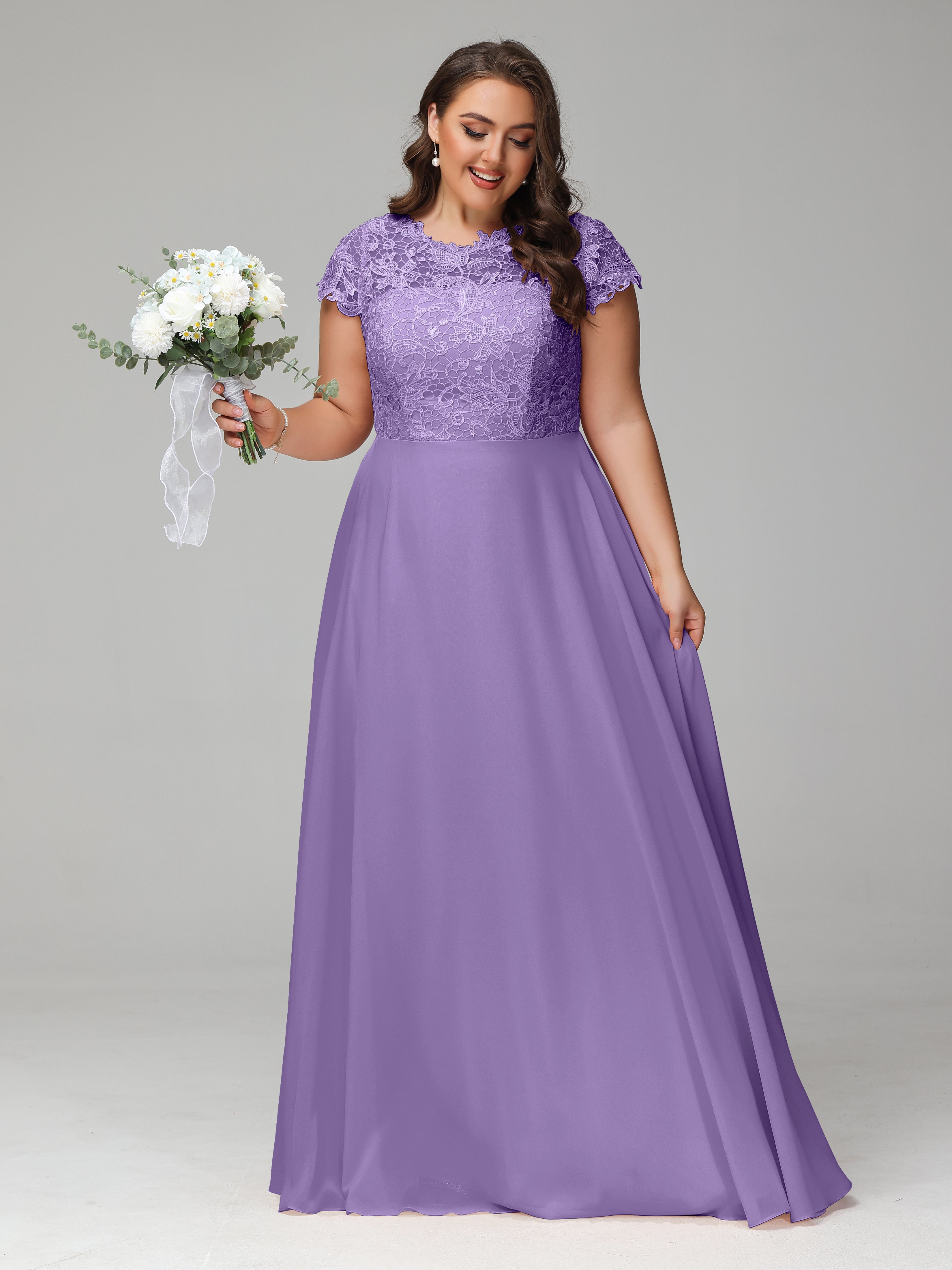 Crew Neck Delicate Chiffon Plus Size Mother of the Groom Dresses