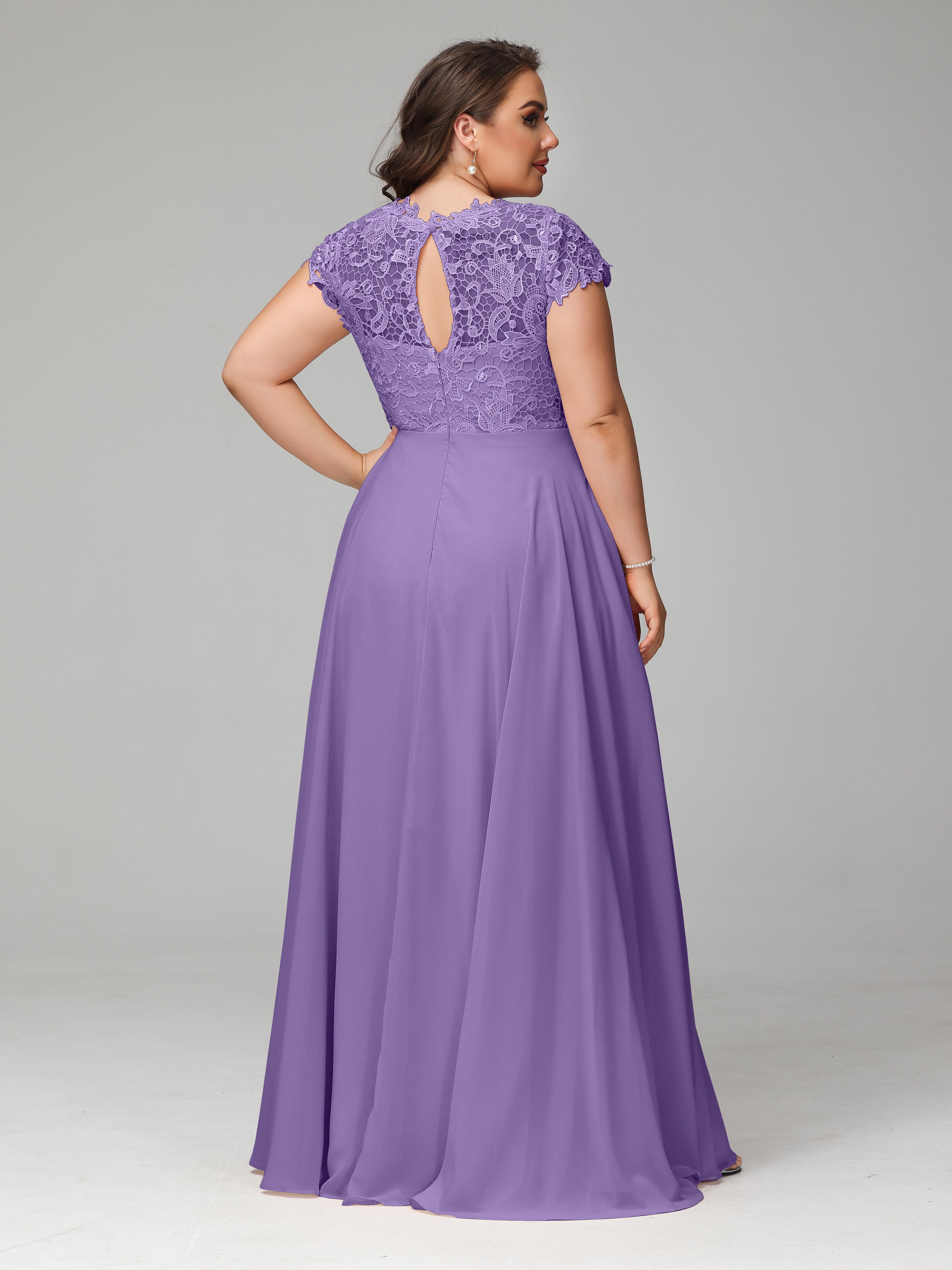 Crew Neck Delicate Chiffon Plus Size Mother of the Groom Dresses