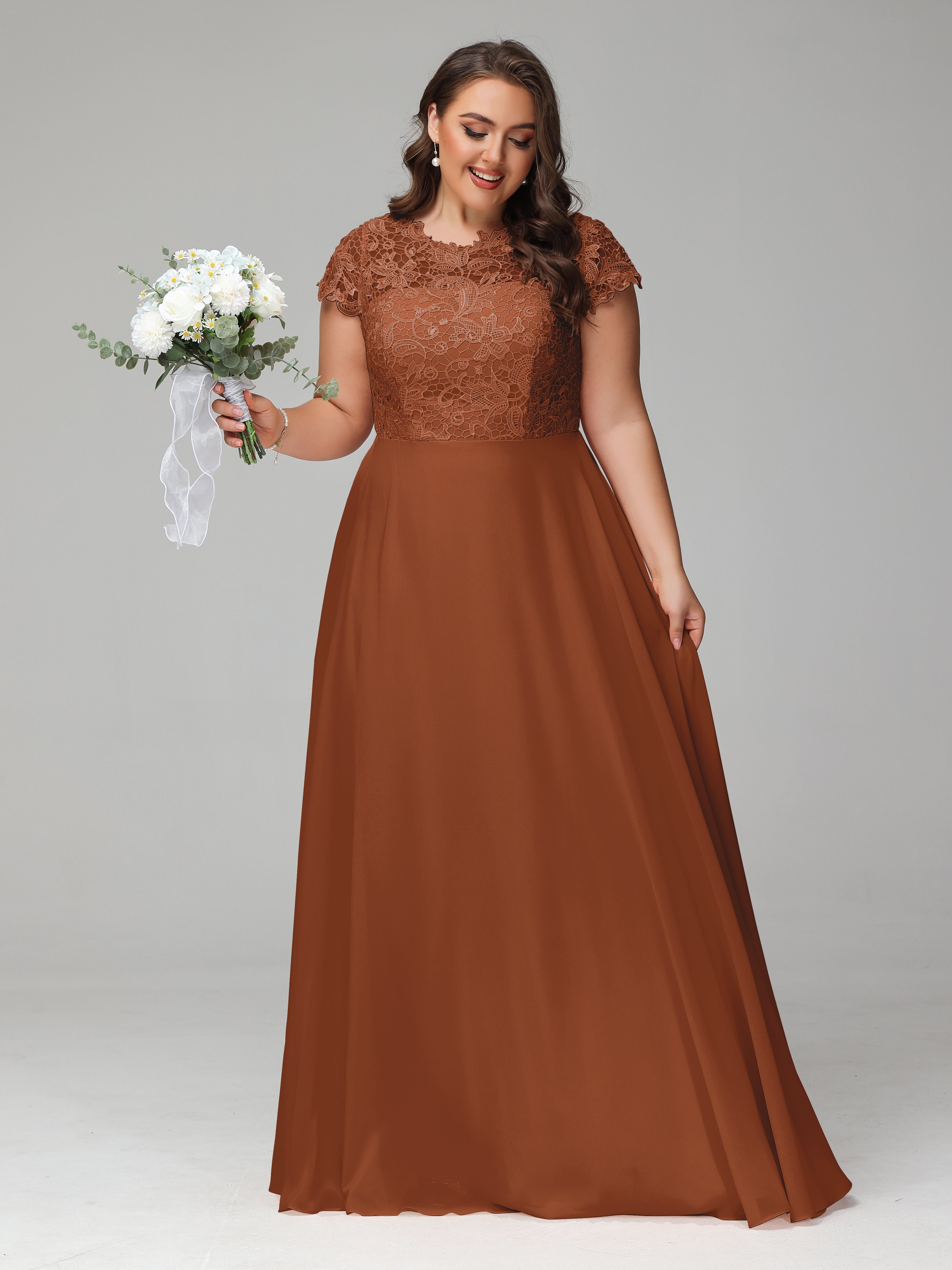 Crew Neck Delicate Chiffon Plus Size Mother of the Groom Dresses