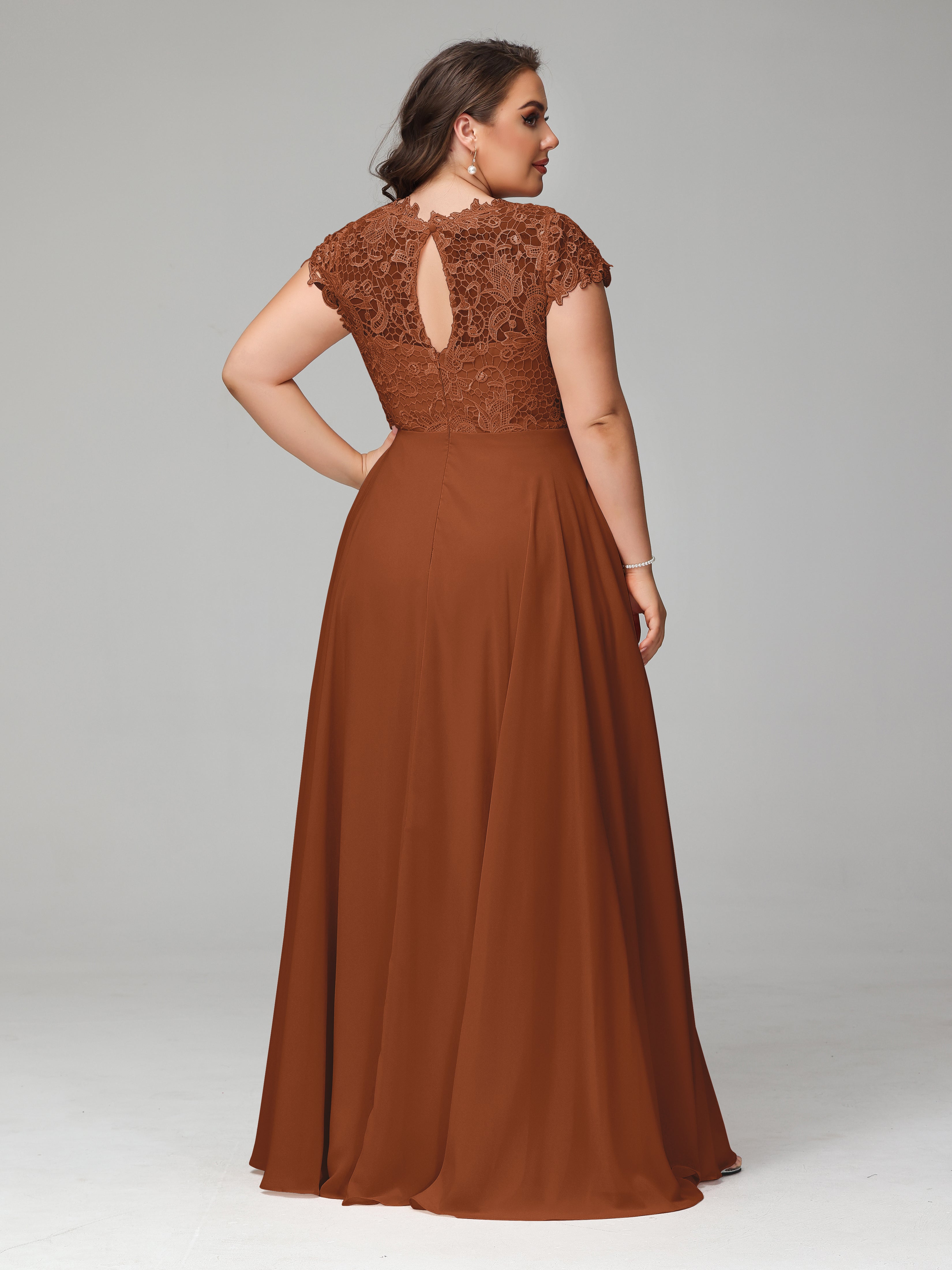 Crew Neck Delicate Chiffon Plus Size Mother of the Groom Dresses