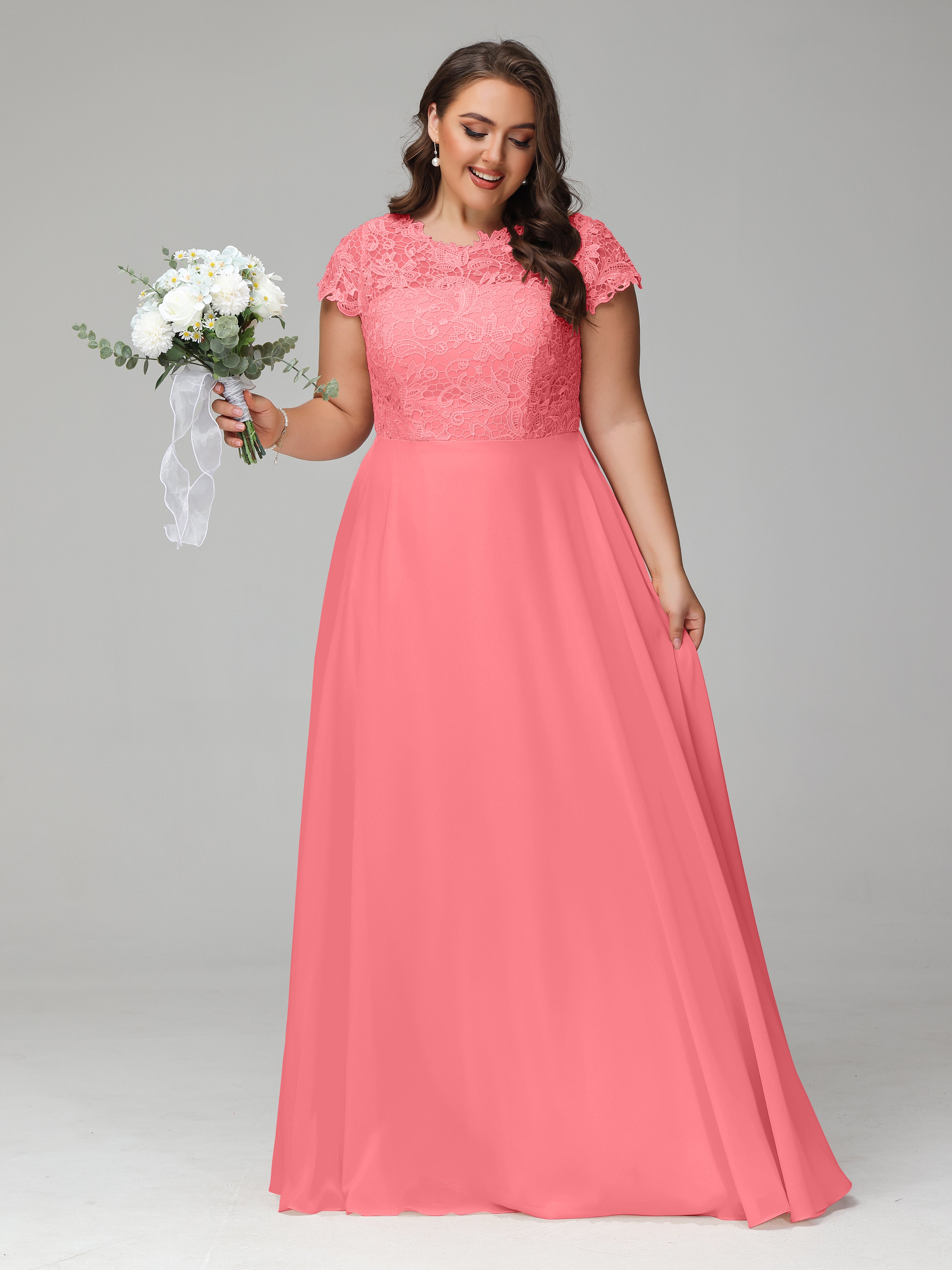 Crew Neck Delicate Chiffon Plus Size Mother of the Groom Dresses