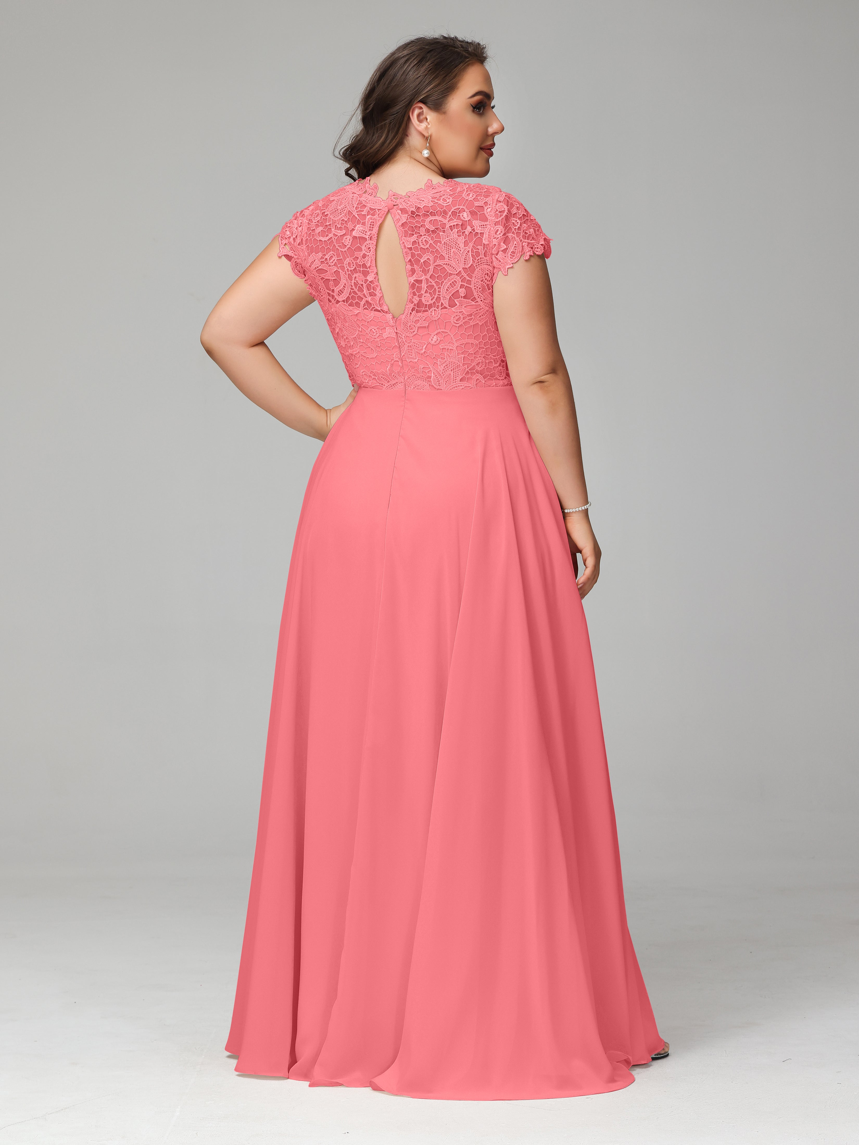 Crew Neck Delicate Chiffon Plus Size Mother of the Groom Dresses