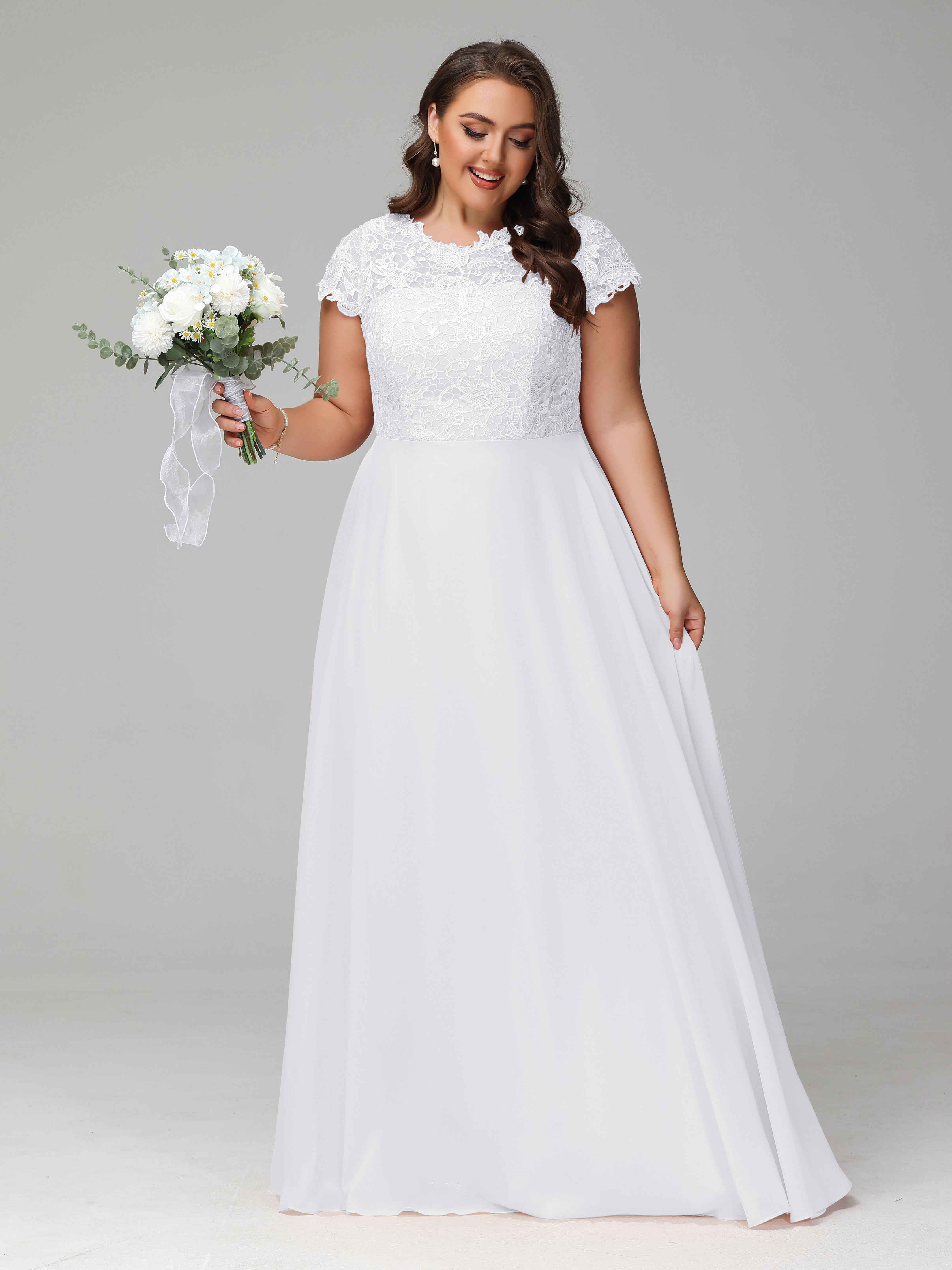 Crew Neck Delicate Chiffon Plus Size Mother of the Groom Dresses