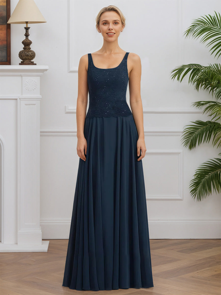 Cicinia Dark Navy Mother Of The Groom Dress With Jacket Long Chiffon Lace A-line Floor Length
