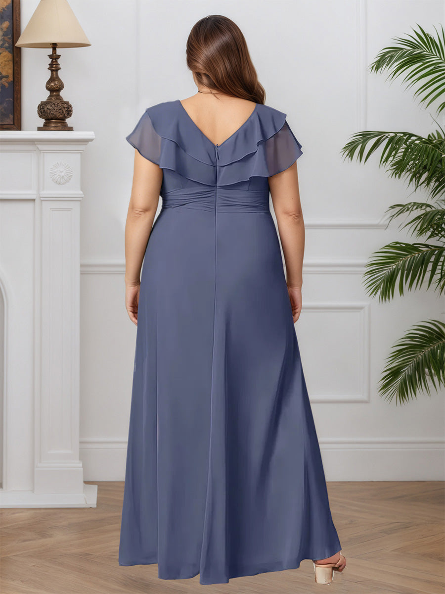 Cicinia Stormy Mother Of The Bride Dress Long Chiffon Lace A-line Ruffles Plus Size