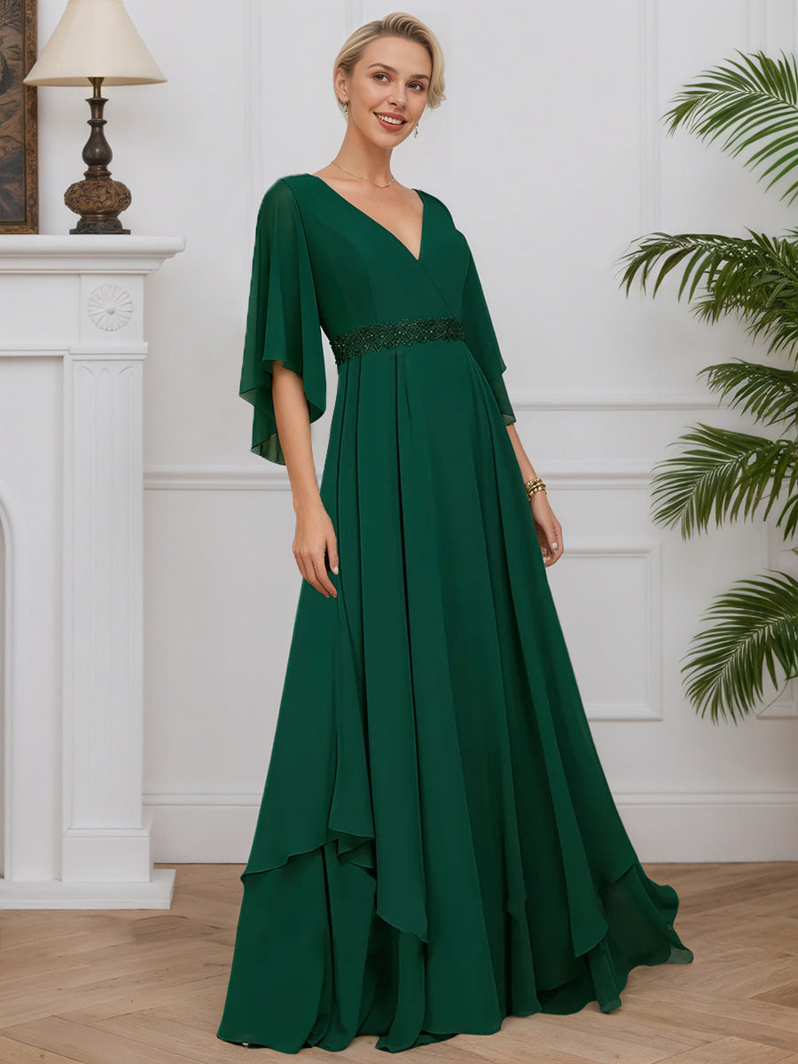Cicinia Dark Green Mother Of The Bride Dress Long Chiffon Beaded A-lin